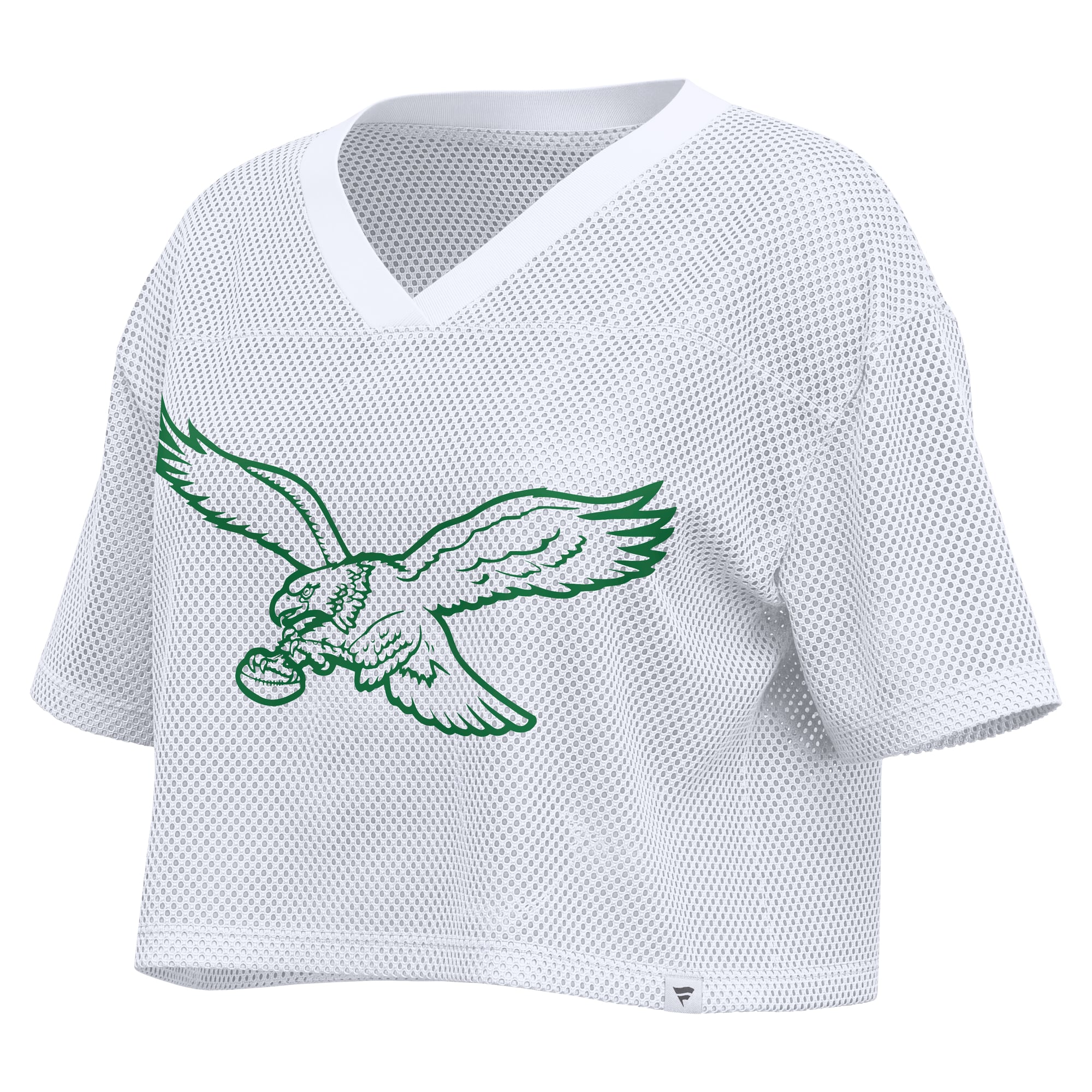 Women's Fanatics White Philadelphia Eagles Oversized Mesh Cropped V-Neck Jersey