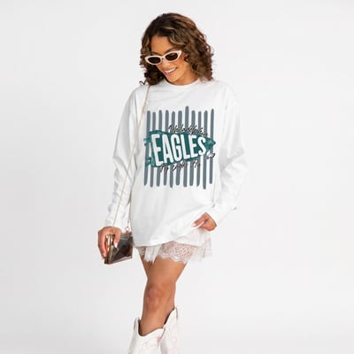 Philadelphia Eagles Gameday Couture Women's Rally Stripe Oversized Long Sleeve T-Shirt - White