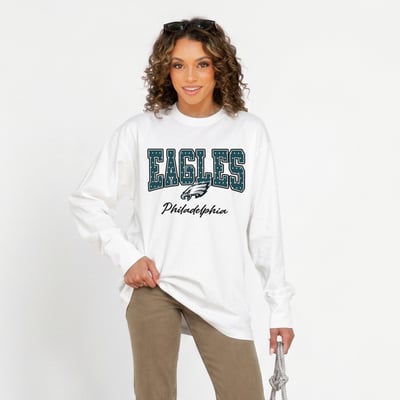 Philadelphia Eagles Gameday Couture Women's Sweet Spot Oversized Long Sleeve T-Shirt - White