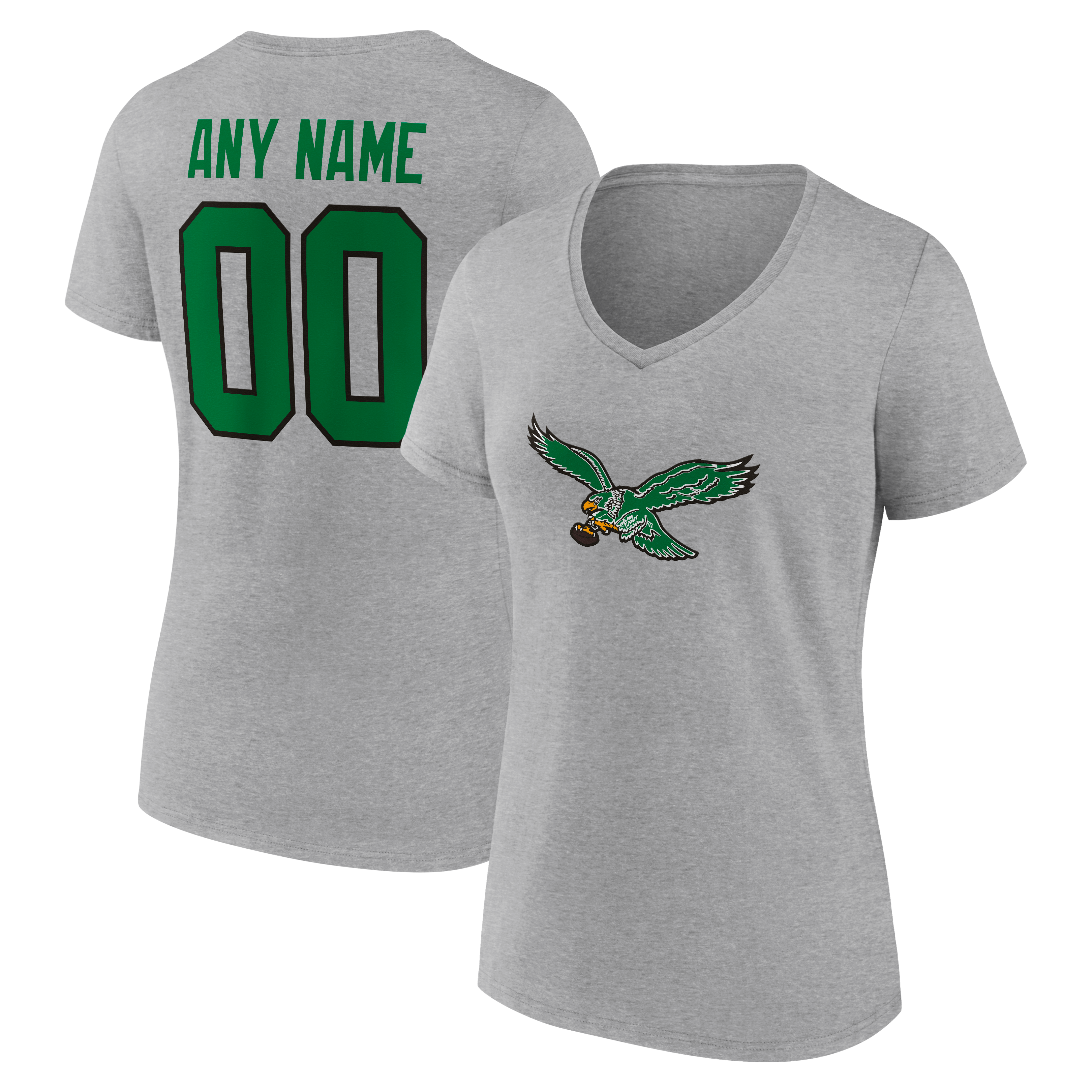 Women's Philadelphia Eagles Team Authentic Classic Personalized Name & Number V-Neck T-Shirt