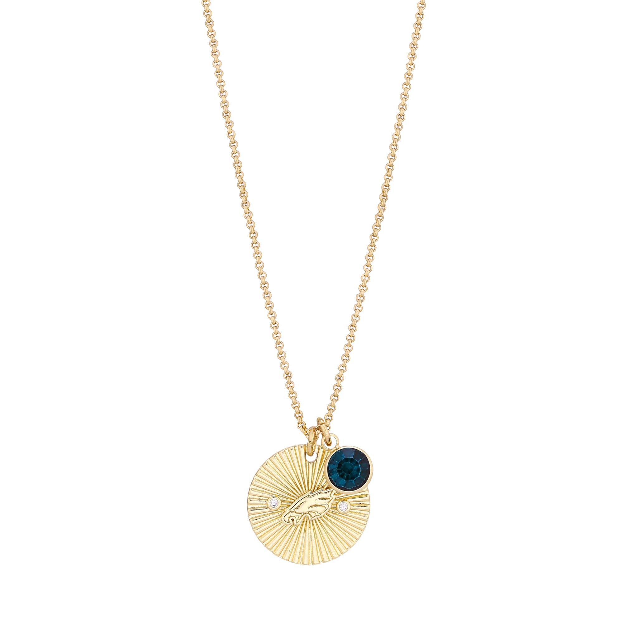 Collier pour femme LUV AJ Gold Philadelphia Eagles avec pendentif spirale et pierre