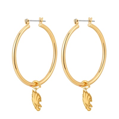  Philadelphia Eagles LUV AJ Women's XL Logo Charm Hoop Earrings - Gold