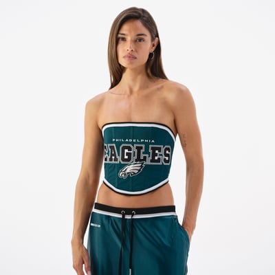 Philadelphia Eagles Off Season Women's Shiny Strapless Corset - Midnight Green