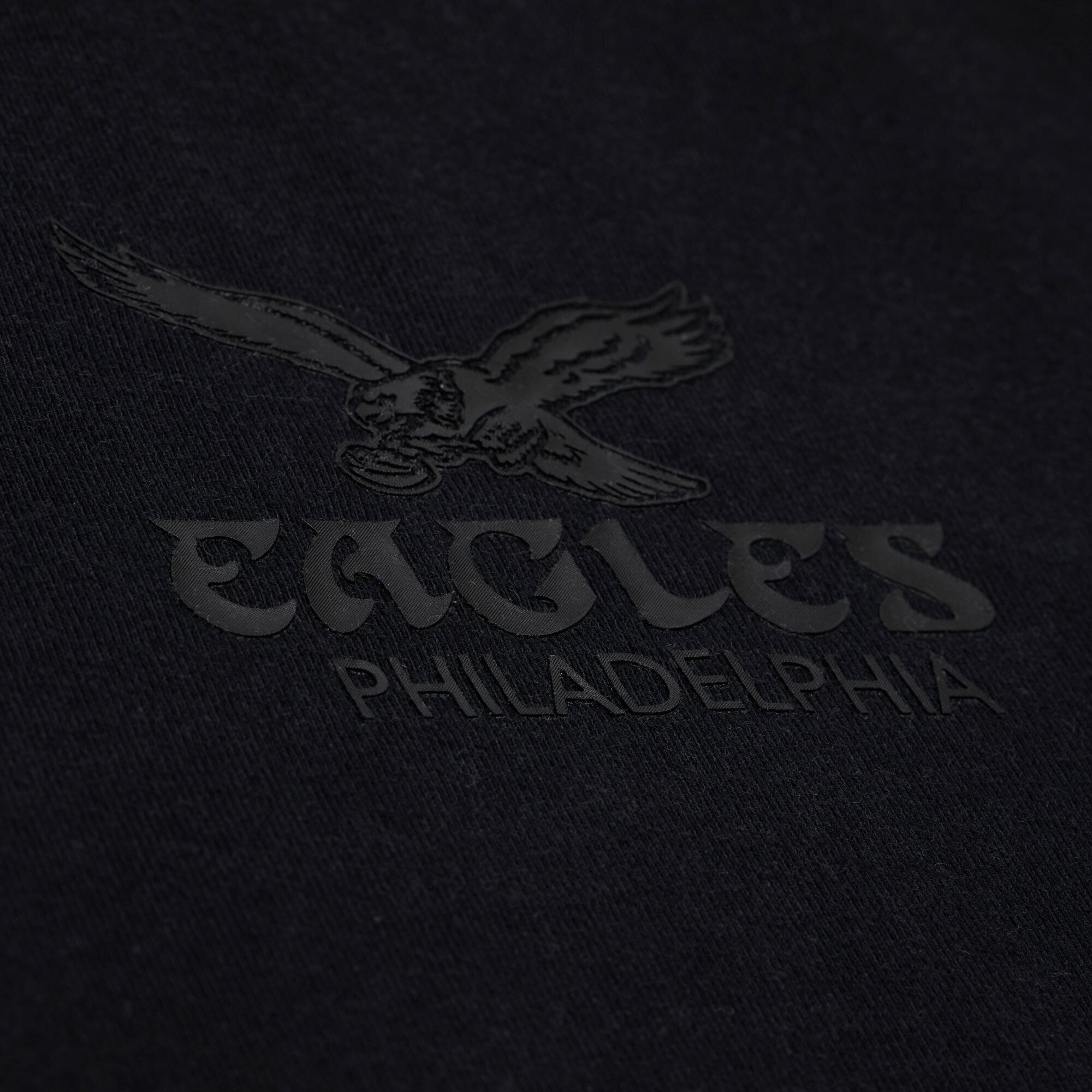 Women's Mitchell & Ness Black Philadelphia Eagles Core Essentials Micro Logo Boxy Crop T-Shirt
