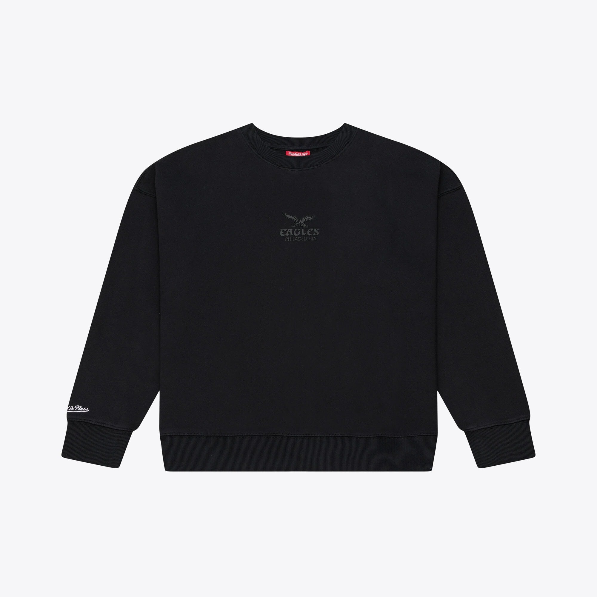 Women's Mitchell & Ness Black Philadelphia Eagles Core Essentials Micro Logo Fleece Sweatshirt