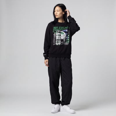 Philadelphia Eagles Mitchell & Ness Women's Street Graphic Crewneck Sweatshirt - Black