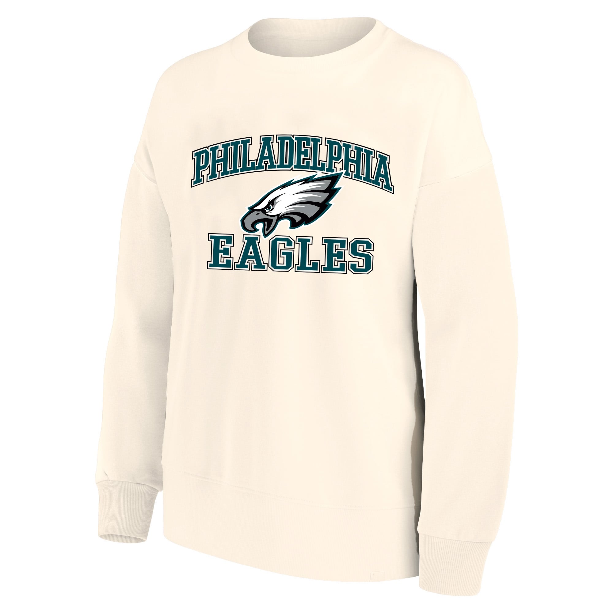 Sweat-shirt Mitchell & Ness crème Philadelphia Eagles Heart Soul pour femme, grande taille