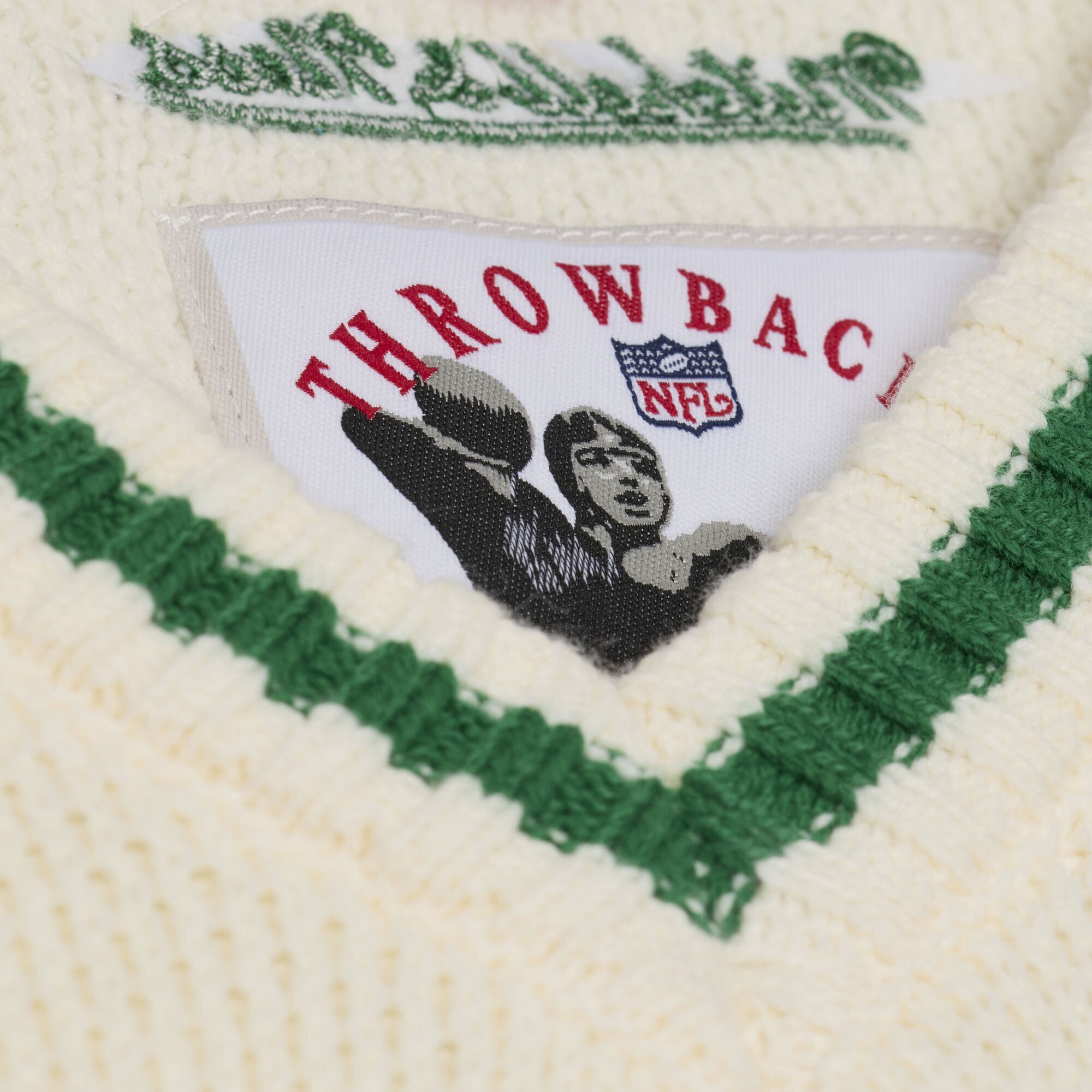 Women's Mitchell & Ness Cream Philadelphia Eagles Retro Roots V-Neck Sweater Vest