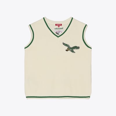 Philadelphia Eagles Mitchell & Ness Women's Retro Roots V-Neck Sweater Vest - Cream