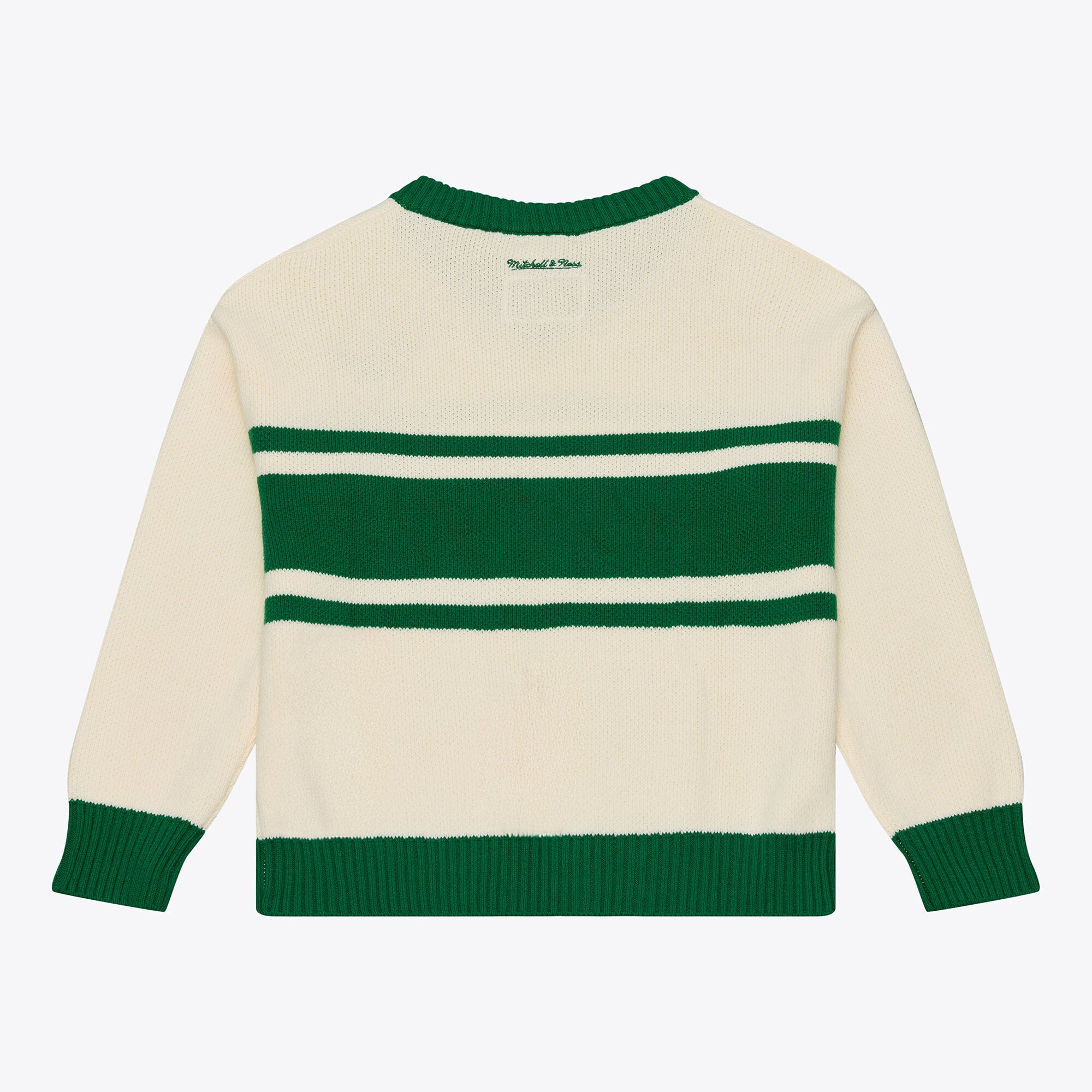 Women's Mitchell & Ness Cream/Kelly Green Philadelphia Eagles Retro Roots V-Neck Sweater