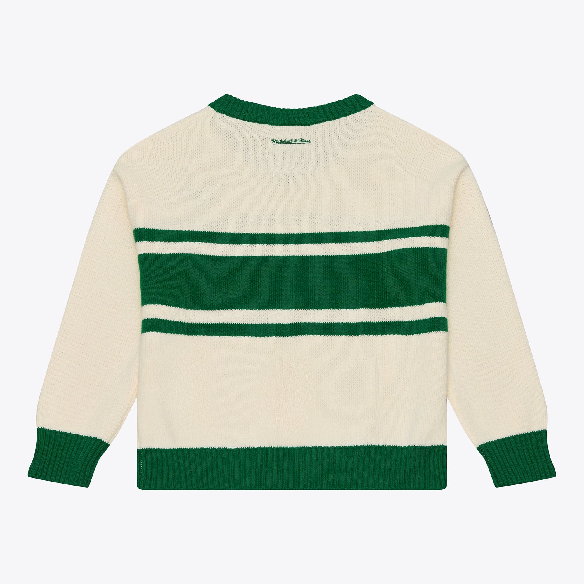Women's Mitchell & Ness Cream/Kelly Green Philadelphia Eagles Retro Roots V-Neck Sweater