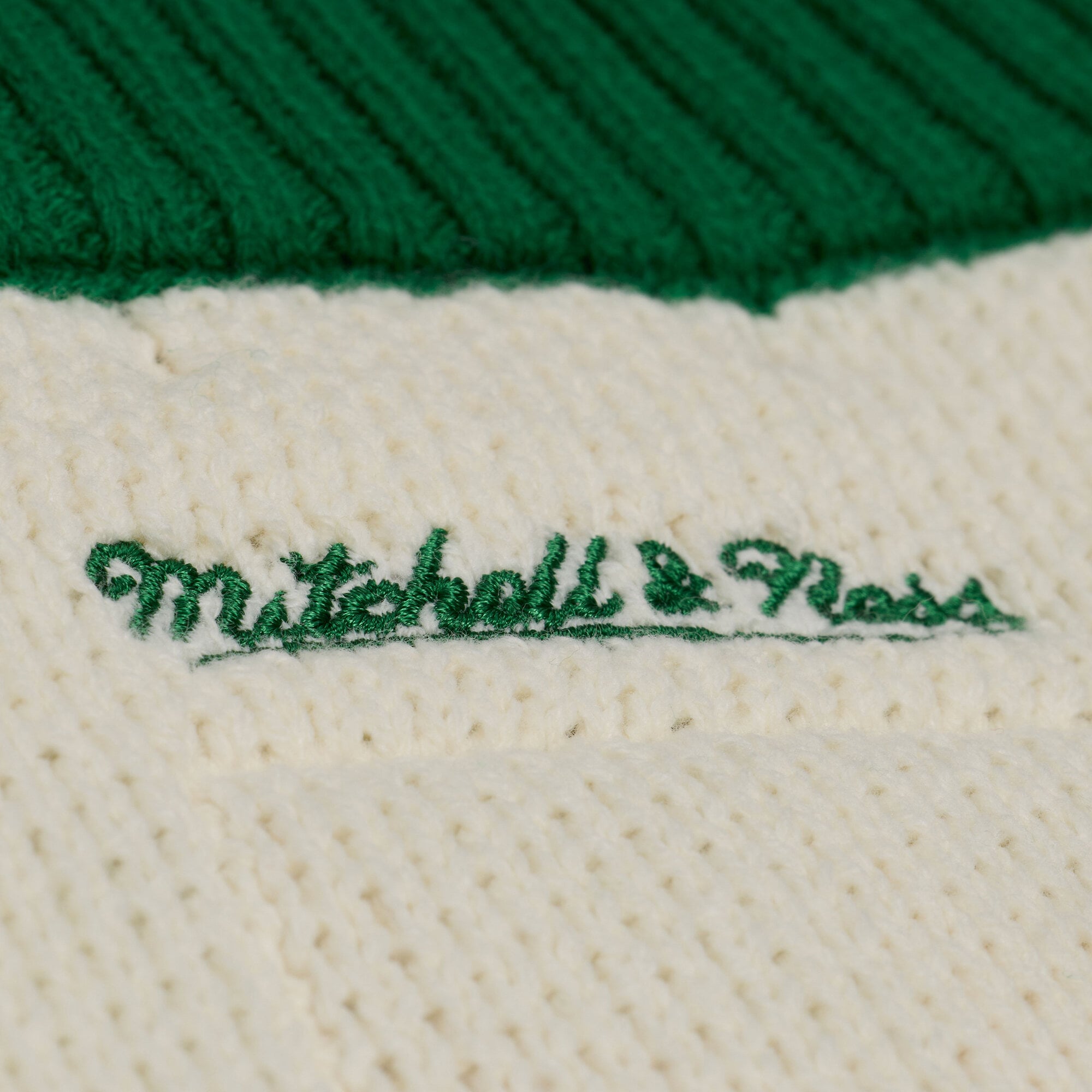 Women's Mitchell & Ness Cream/Kelly Green Philadelphia Eagles Retro Roots V-Neck Sweater