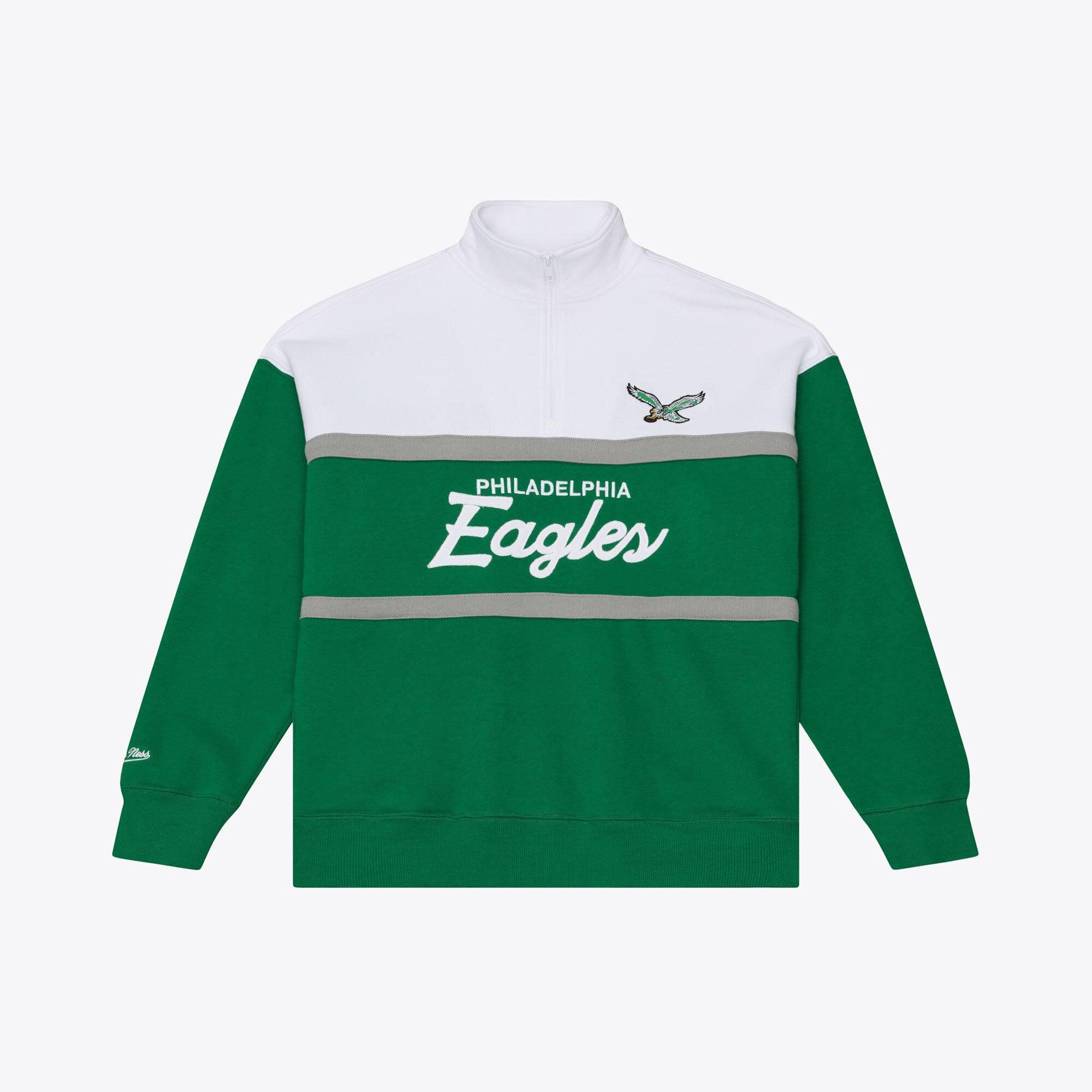 Pull à col zippé Mitchell & Ness Kelly Green pour femme, modèle entraîneur-chef des Eagles de Philadelphie