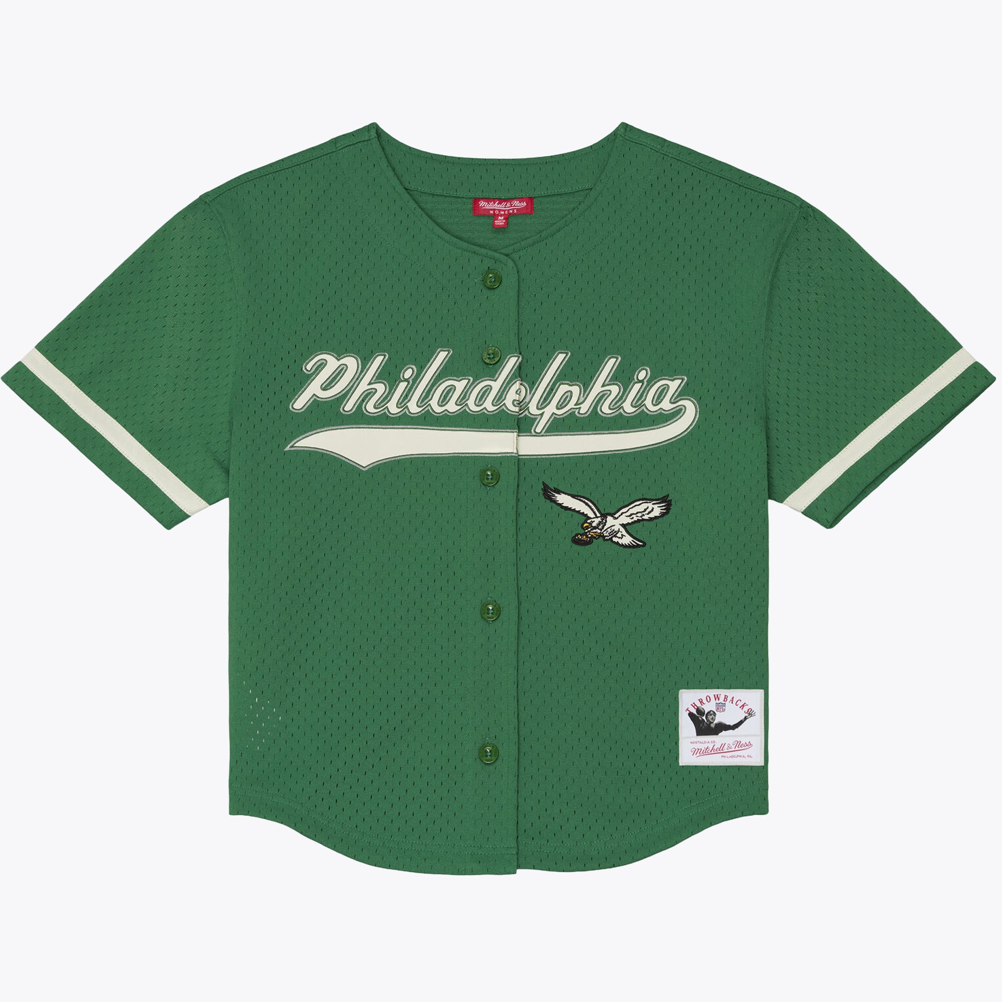 Women's Mitchell & Ness Kelly Green Philadelphia Eagles Retro Roots Baseball Jersey
