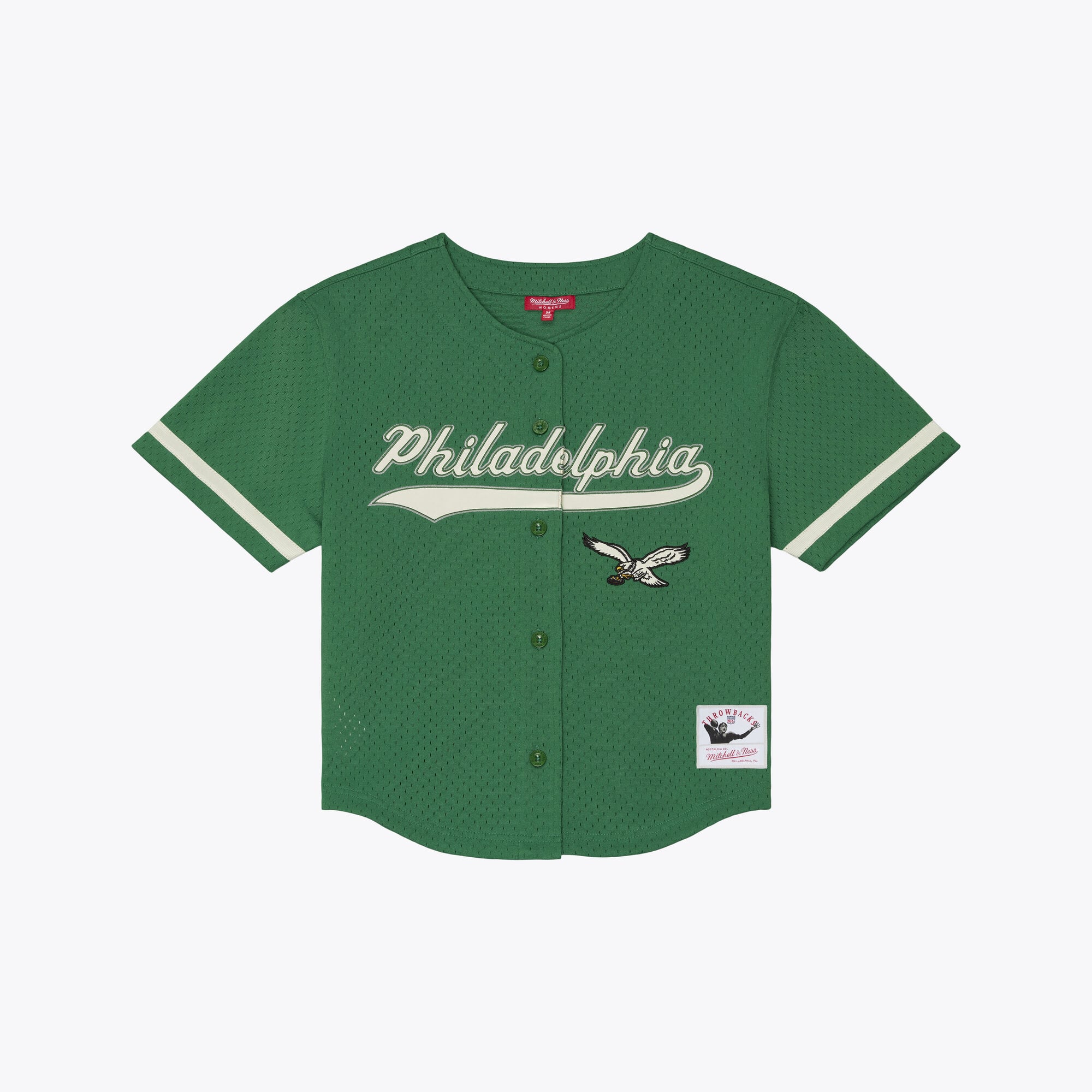 Women's Mitchell & Ness Kelly Green Philadelphia Eagles Retro Roots Baseball Jersey