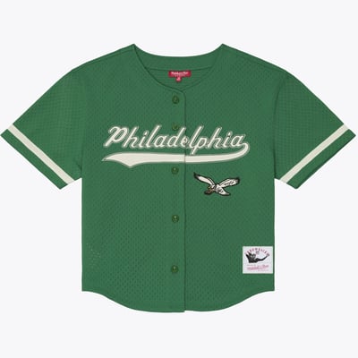 Philadelphia Eagles Mitchell & Ness Women's Retro Roots Baseball Jersey - Kelly Green