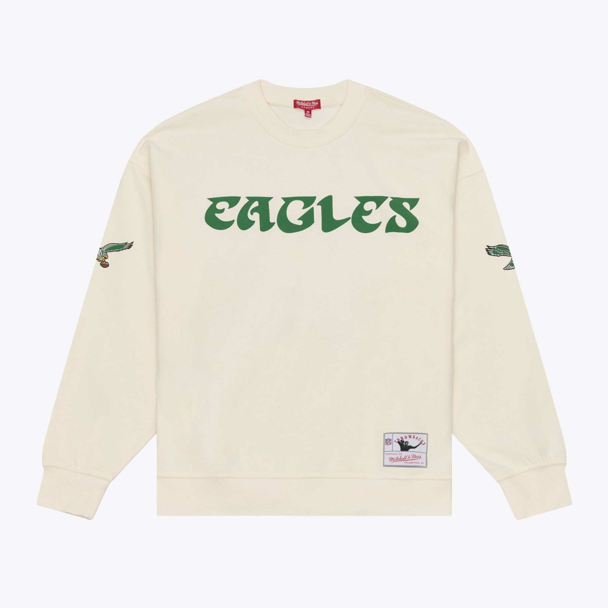 Women's Mitchell & Ness Reggie White Cream Philadelphia Eagles Name Number Sweatshirt