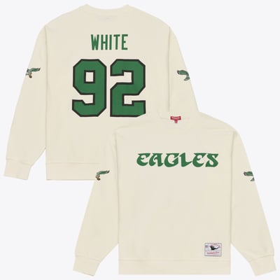 Reggie White Philadelphia Eagles Mitchell & Ness Women's Name & Number Sweatshirt - Cream
