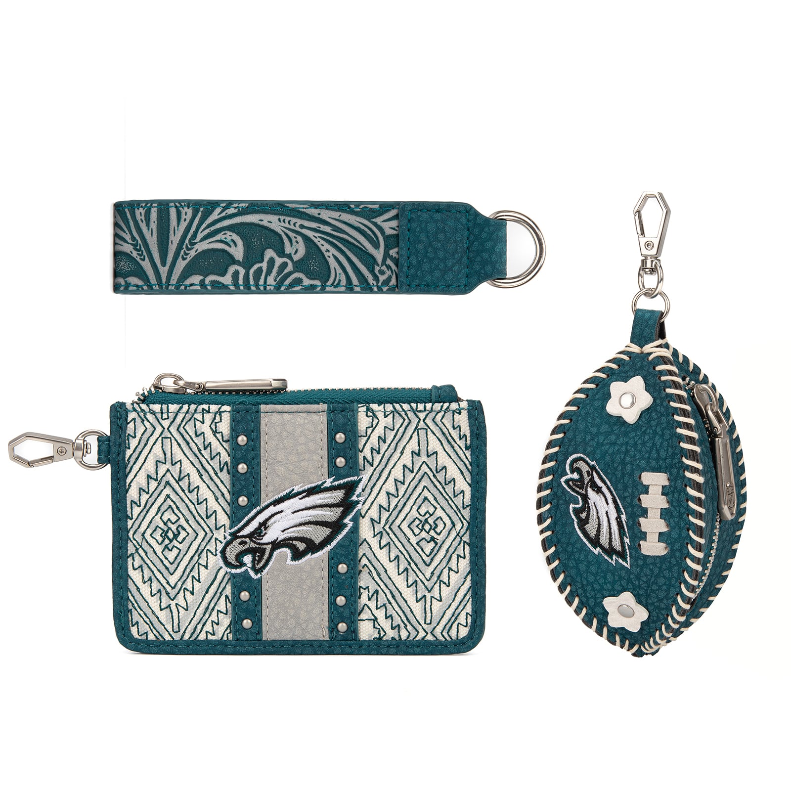 Portefeuille et bracelet porte-clés football américain Montana West Philadelphia Eagles pour femme