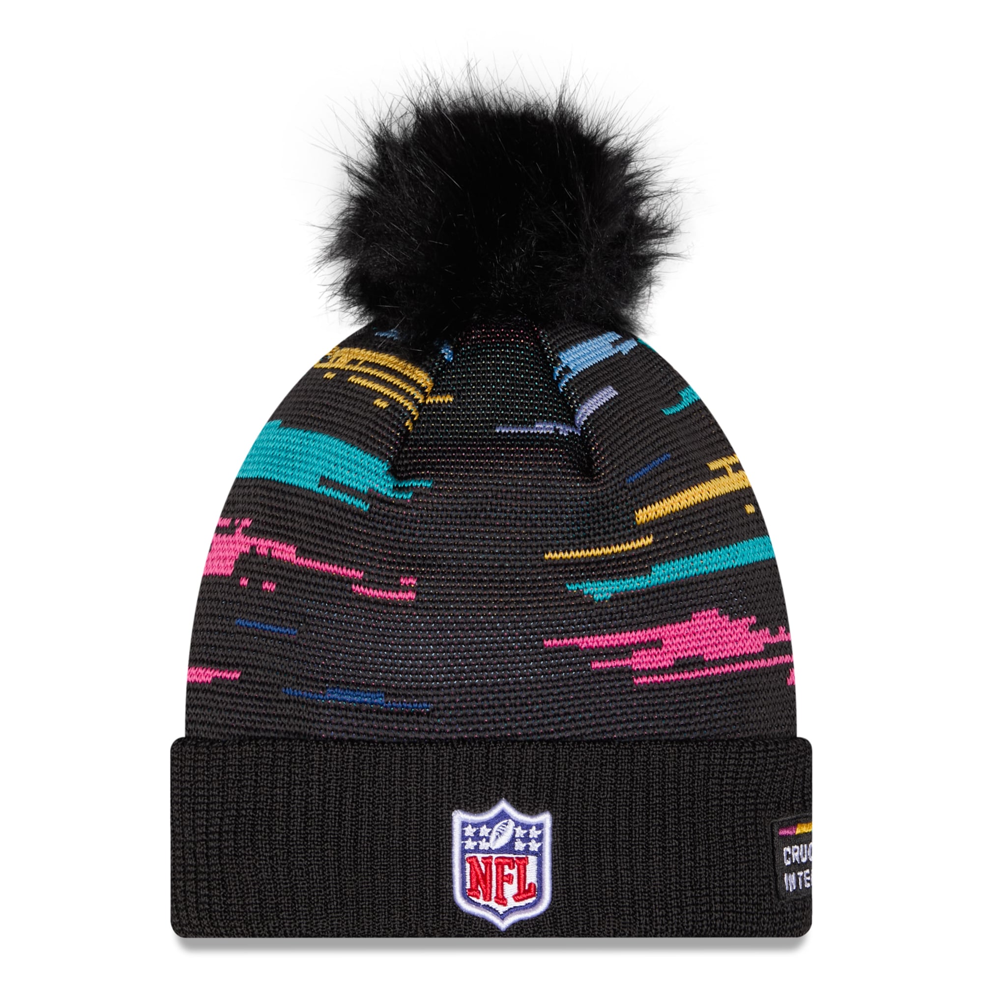 Bonnet à revers noir New Era Philadelphia Eagles 2026 NFL Crucial Catch pour femme, avec pompon