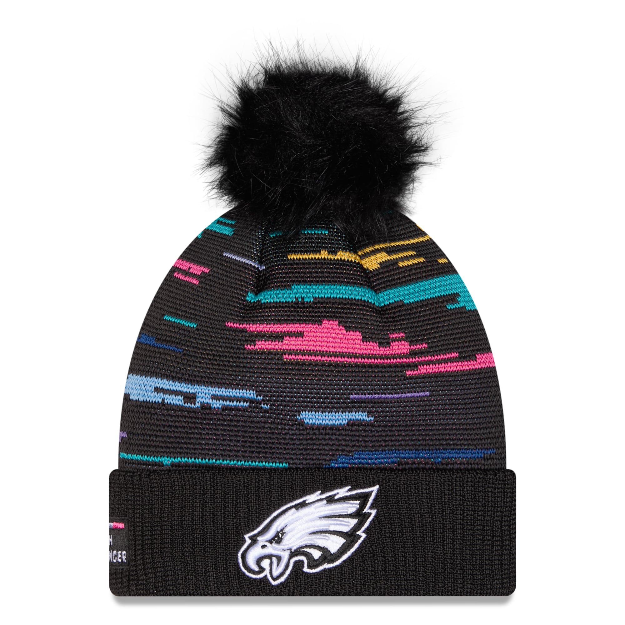 Women's New Era Black Philadelphia Eagles 2026 NFL Crucial Catch Cuffed Knit Hat with Pom