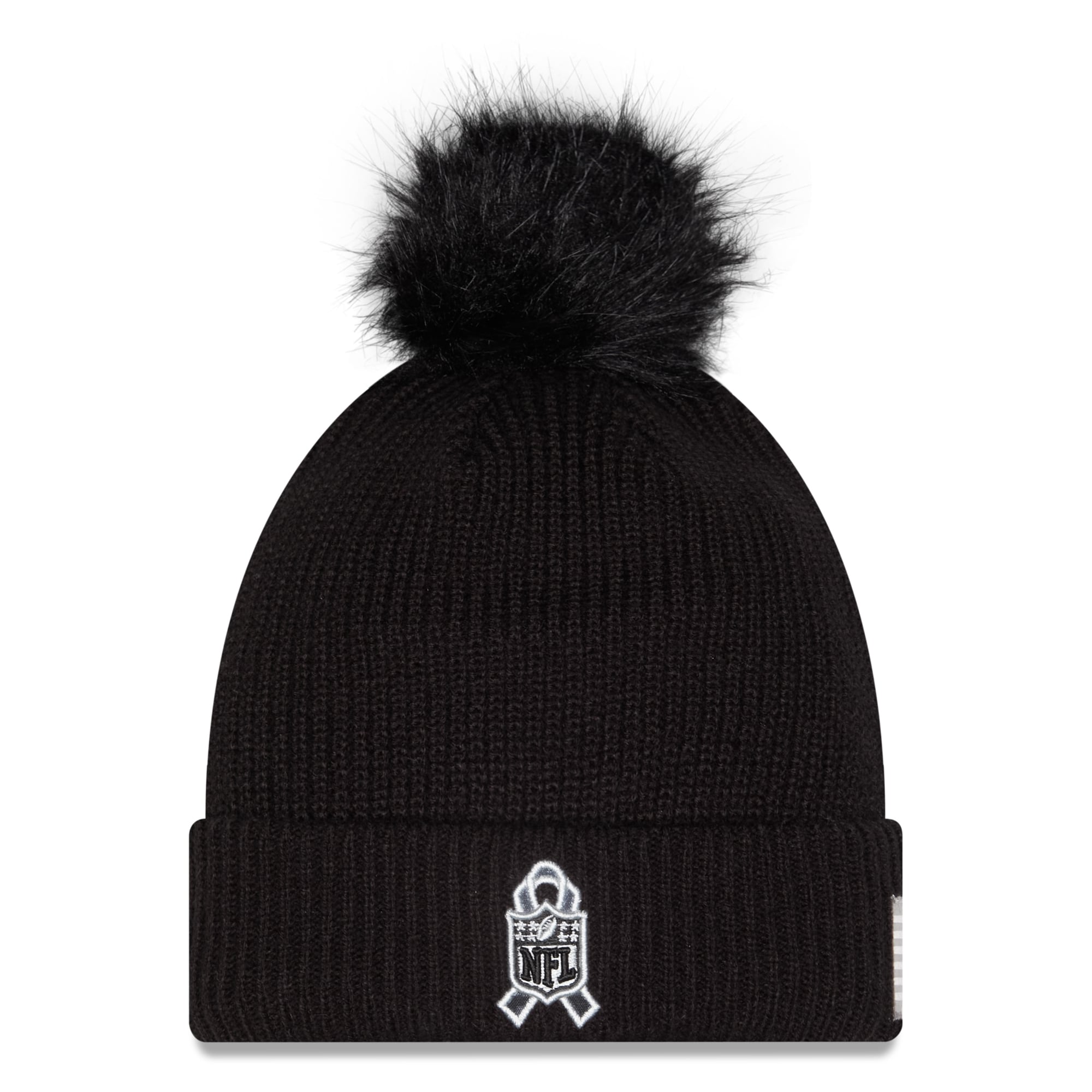 Bonnet à revers New Era noir pour femme, Philadelphia Eagles 2026 Salute To Service, avec pompon