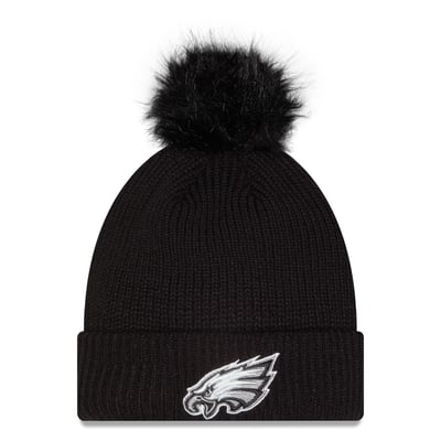 Philadelphia Eagles New Era Women's 2026 Salute To Service Cuffed Knit Hat with Pom - Black
