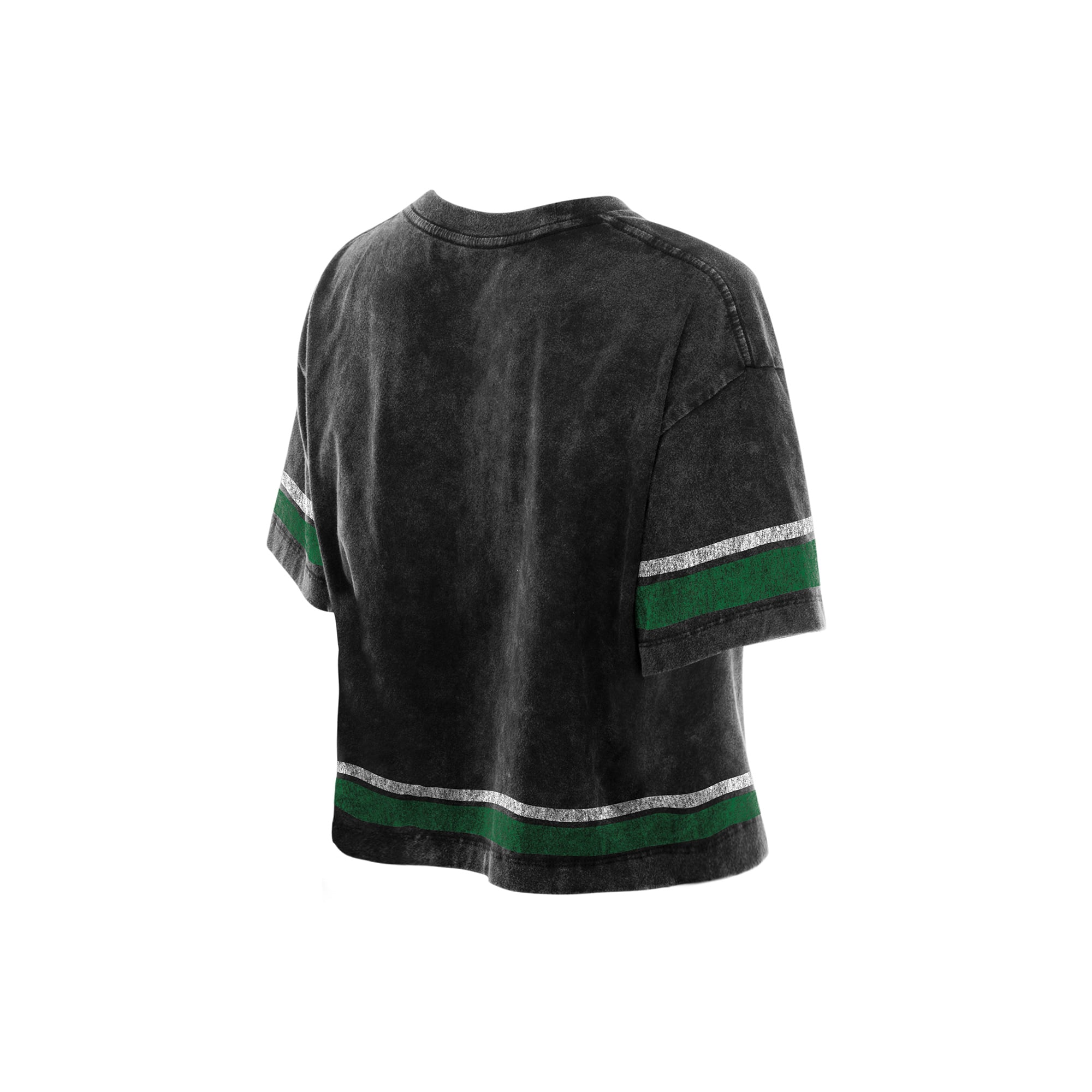 T-shirt court New Era noir Philadelphia Eagles Lifestyle pour femme, délavé à l'huile minérale, coupe carrée.
