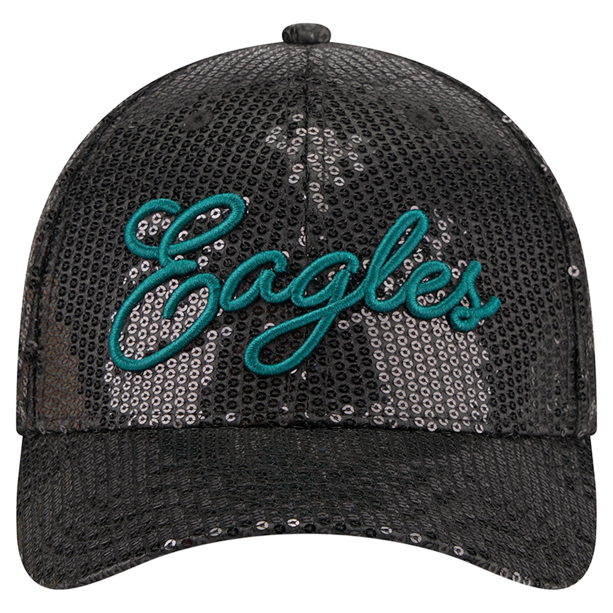 Casquette ajustable New Era noire Philadelphia Eagles à paillettes 9FORTY pour femme