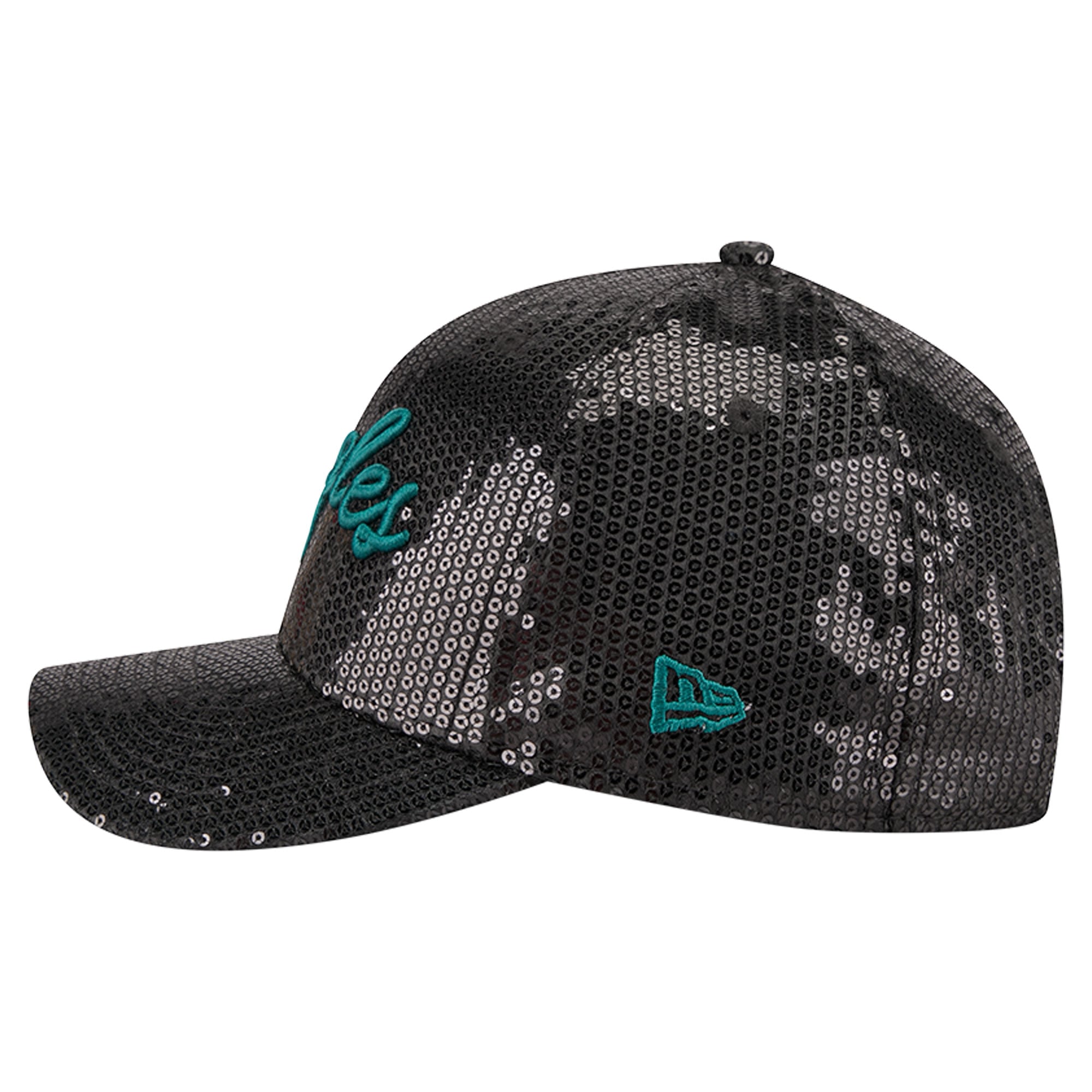 Casquette ajustable New Era noire Philadelphia Eagles à paillettes 9FORTY pour femme