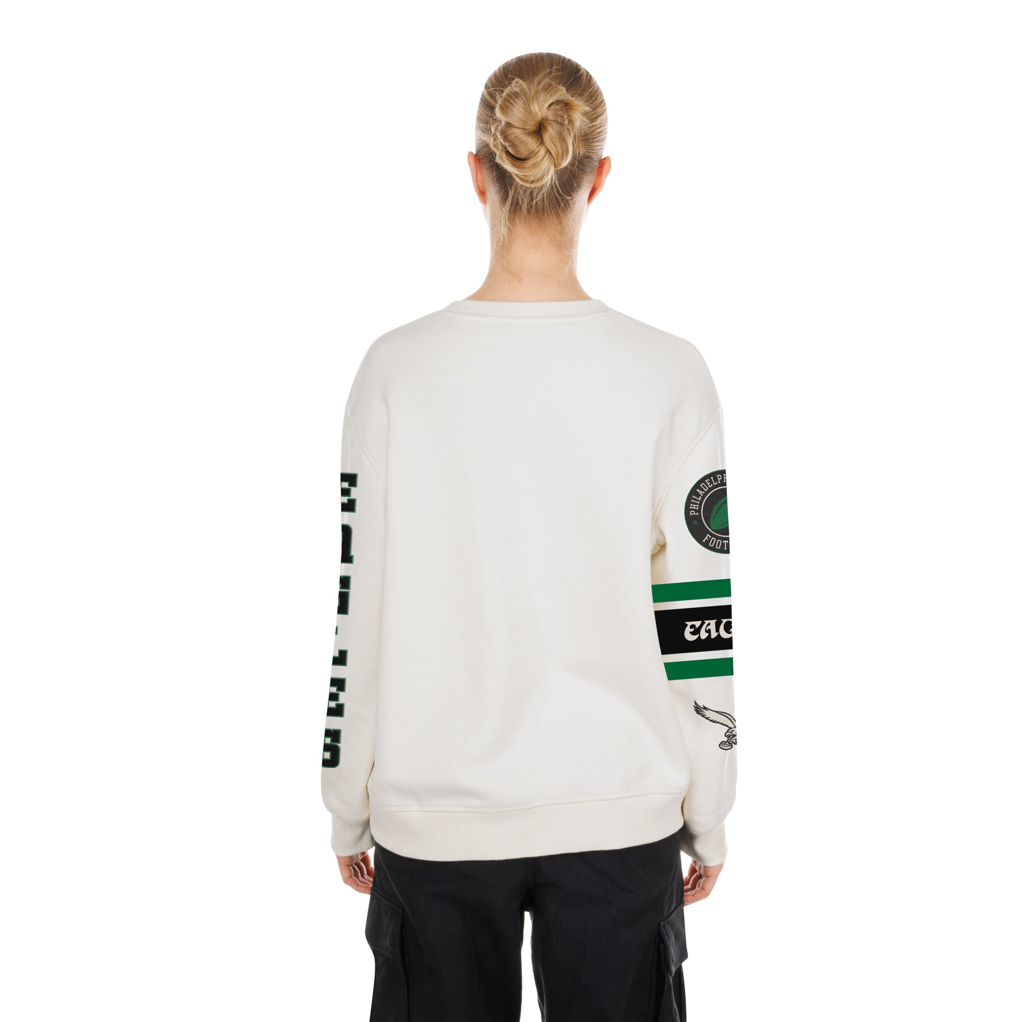 Sweat-shirt à col rond New Era crème Philadelphia Eagles pour femme