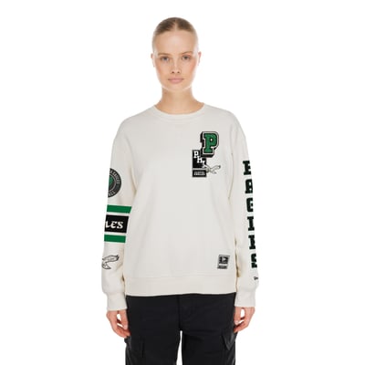  Philadelphia Eagles New Era Women's Academic Crewneck Sweatshirt - Cream