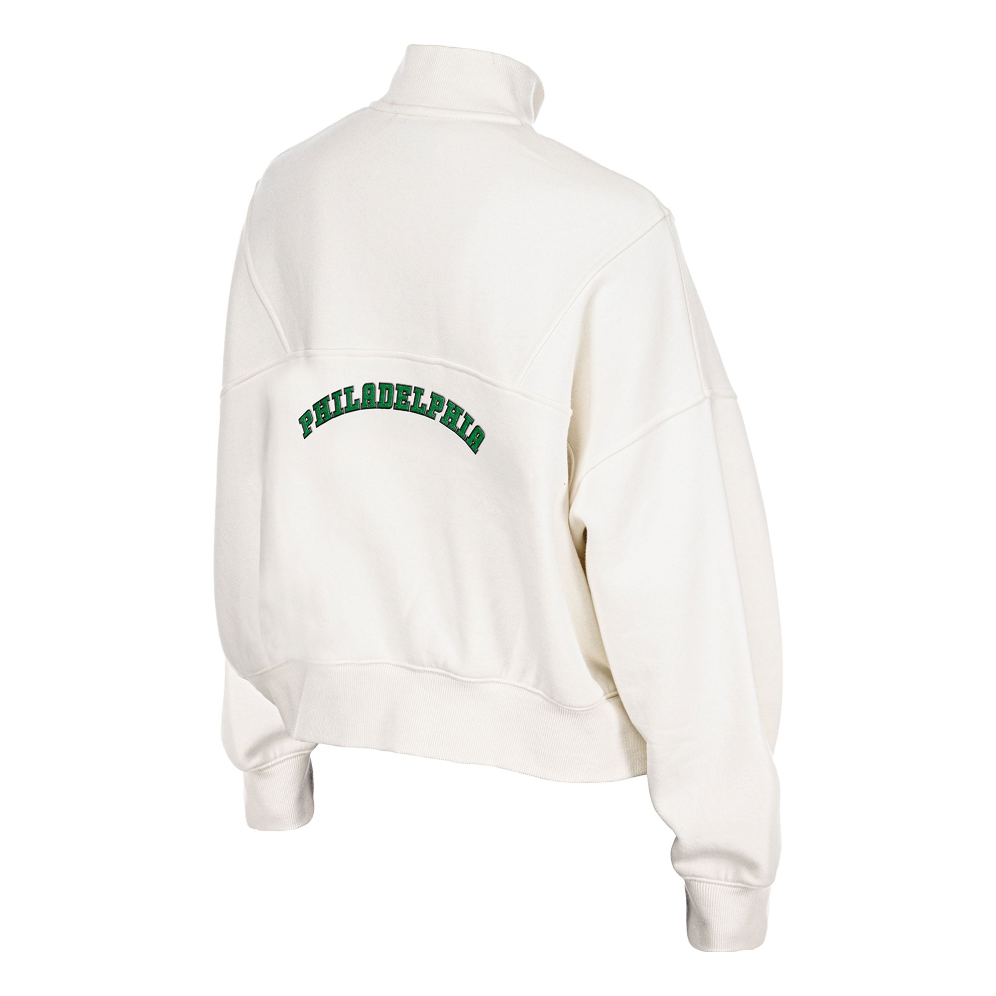 Pull à col zippé New Era crème Philadelphia Eagles pour femme