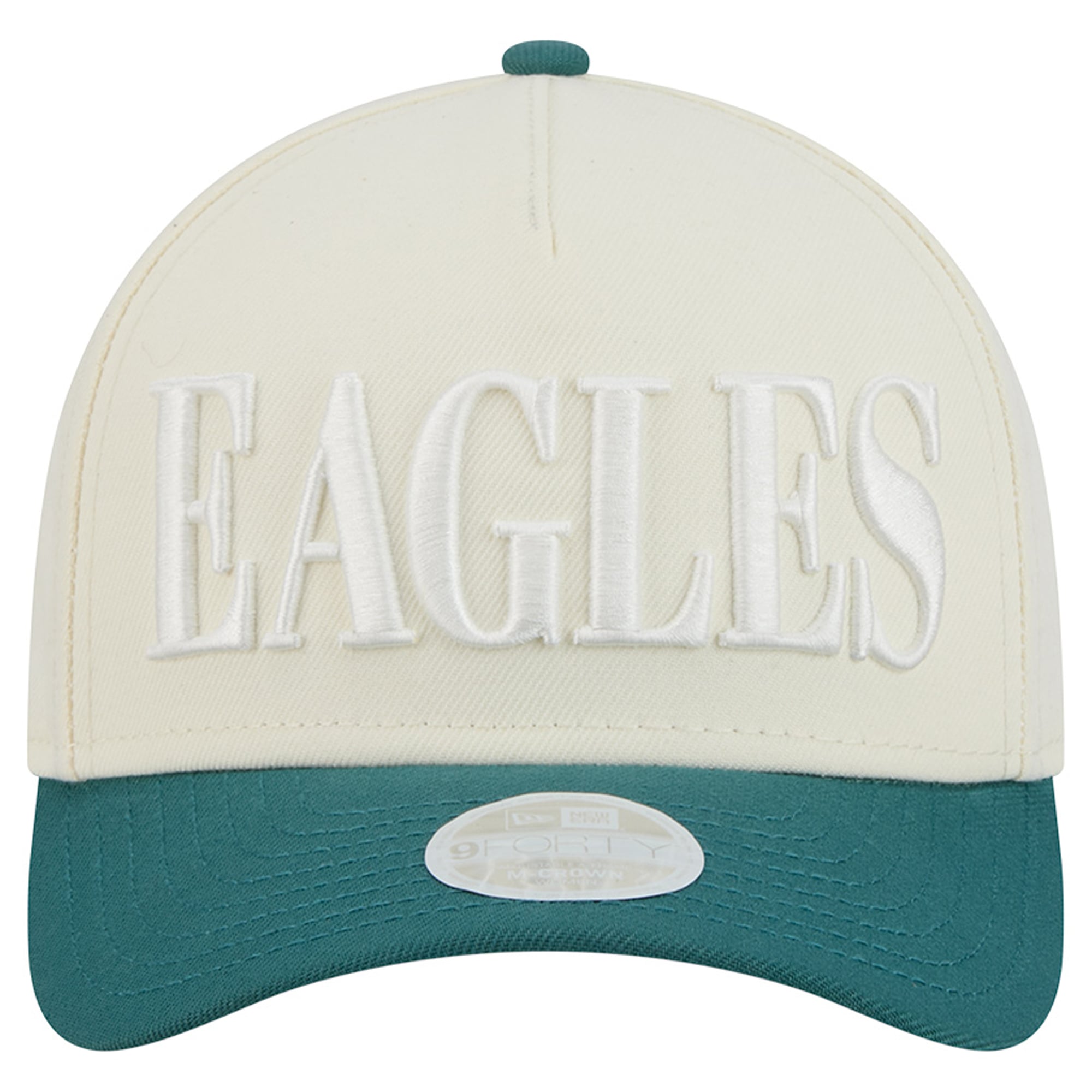 Women's New Era Cream/Midnight Green Philadelphia Eagles Tonal A-Frame 9FORTY Adjustable Hat