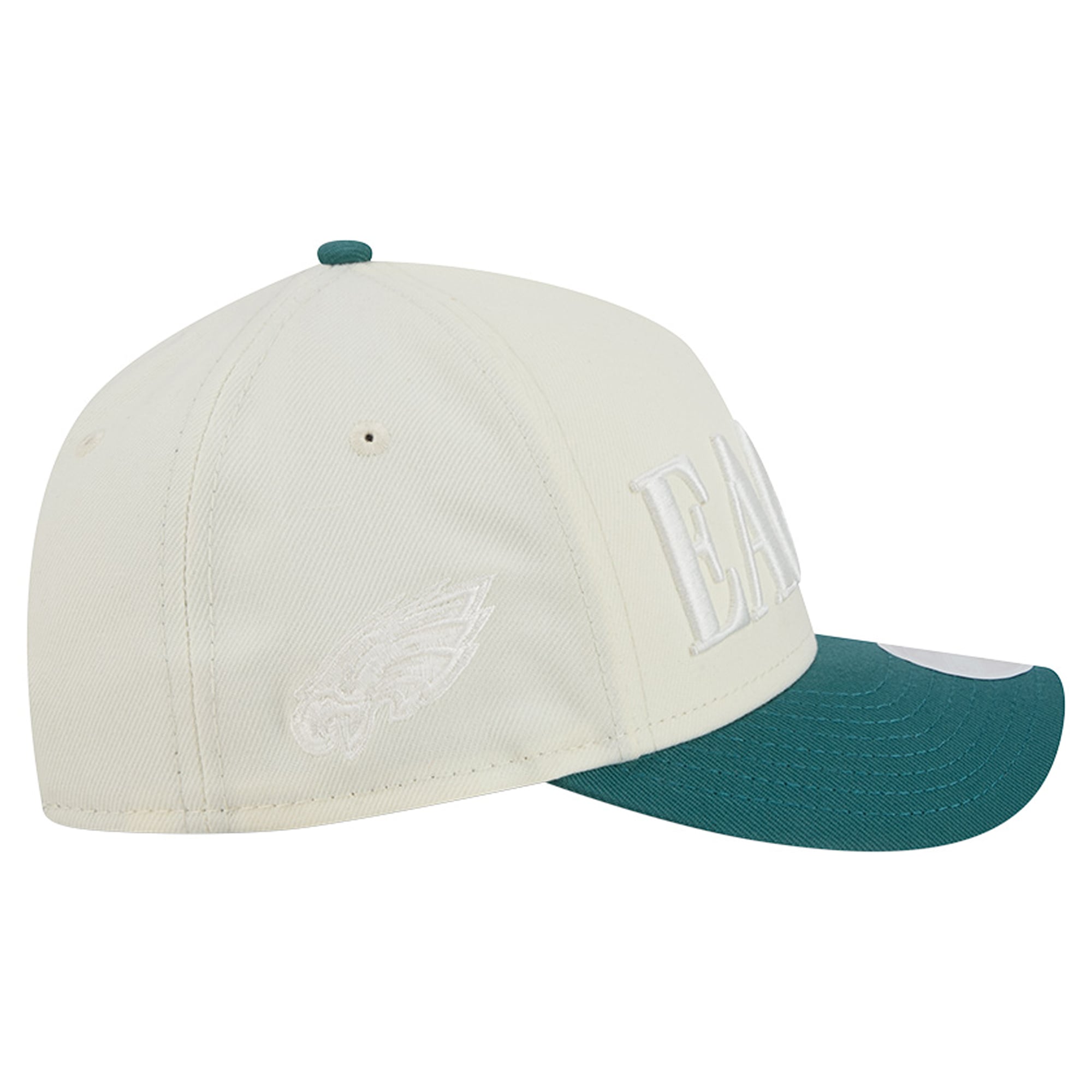 Women's New Era Cream/Midnight Green Philadelphia Eagles Tonal A-Frame 9FORTY Adjustable Hat