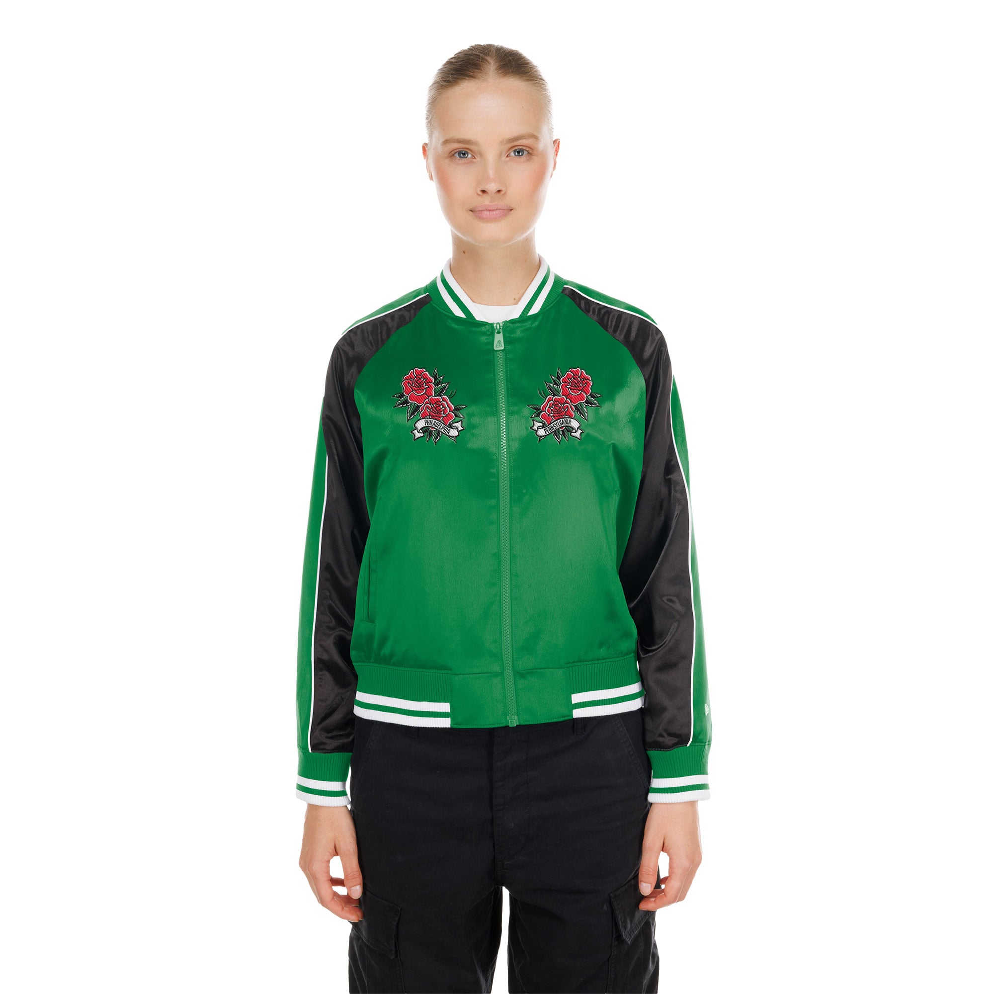 Veste en satin New Era Kelly Green Philadelphia Eagles Lifestyle pour femme