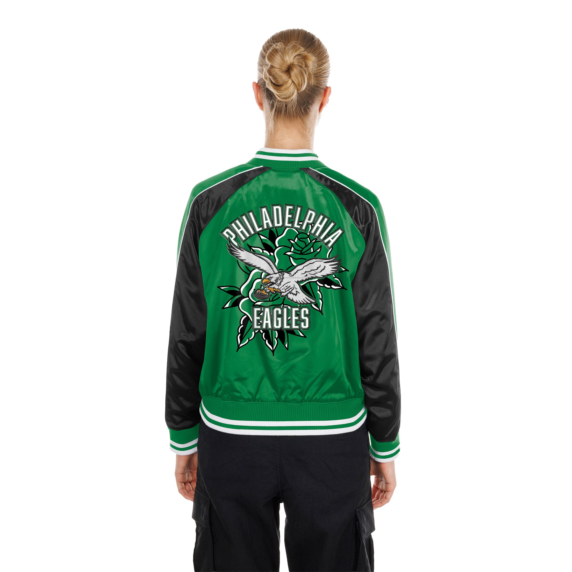 Veste en satin New Era Kelly Green Philadelphia Eagles Lifestyle pour femme