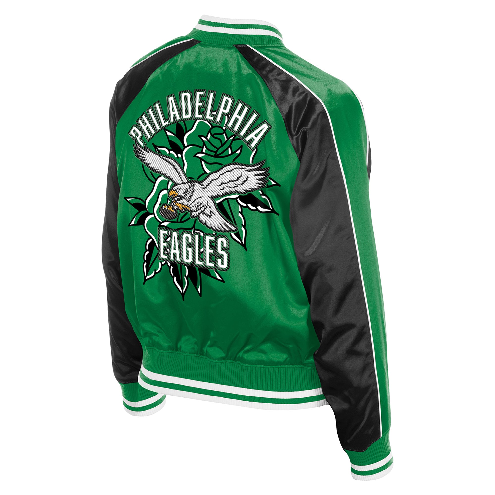 Veste en satin New Era Kelly Green Philadelphia Eagles Lifestyle pour femme