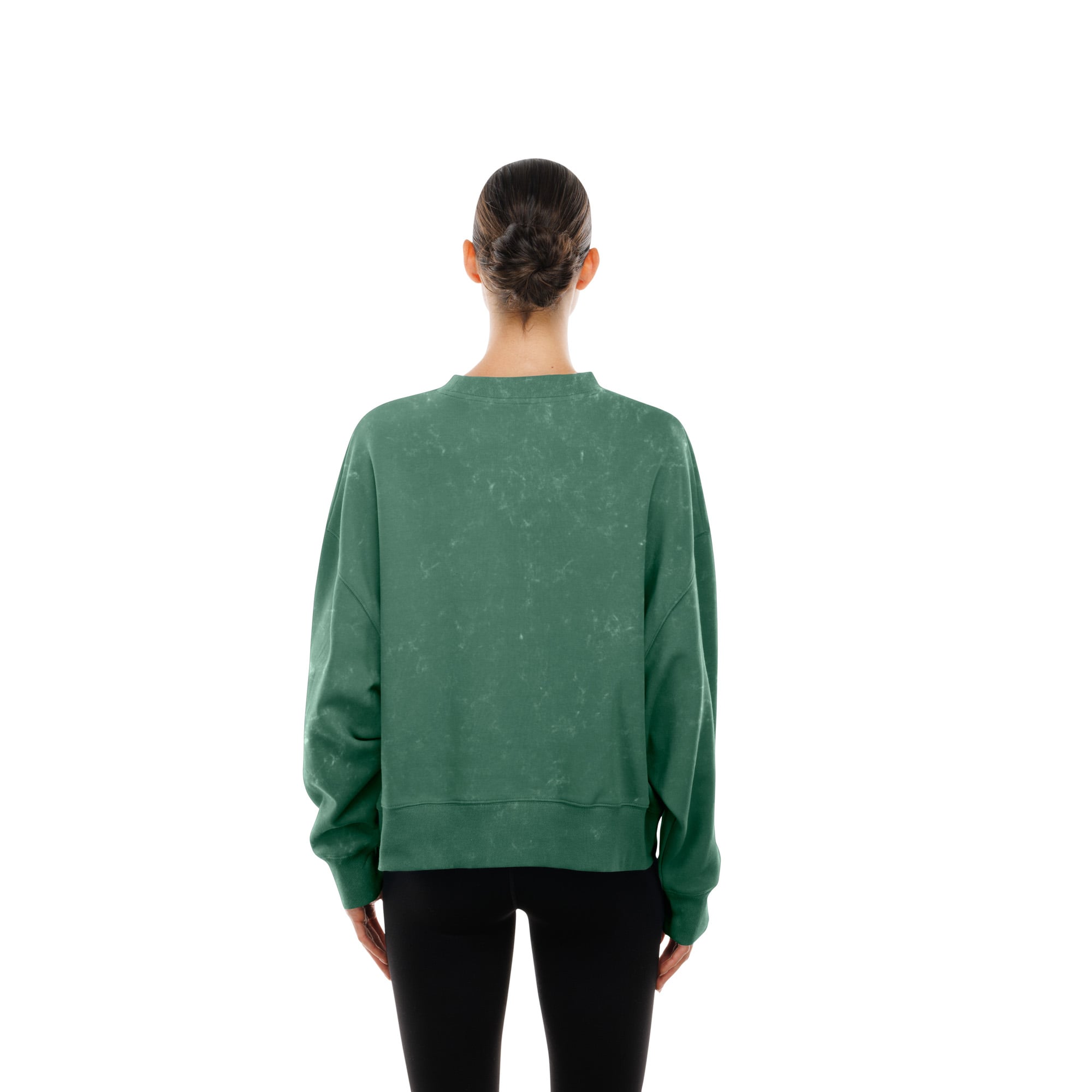 Sweat-shirt à col rond en molleton New Era Kelly Green Philadelphia Eagles Throwback, style boxy, délavé minéral, pour femme