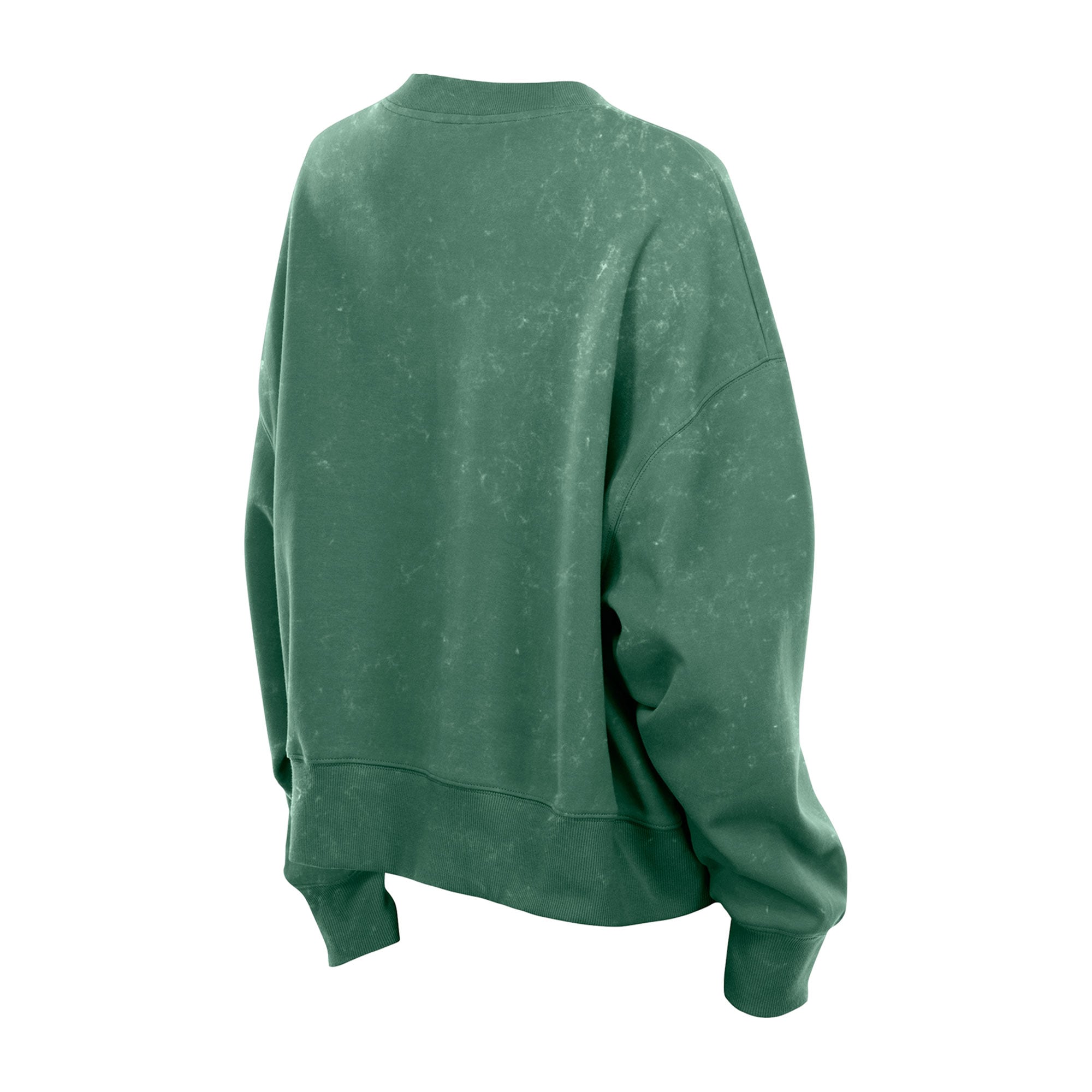 Sweat-shirt à col rond en molleton New Era Kelly Green Philadelphia Eagles Throwback, style boxy, délavé minéral, pour femme