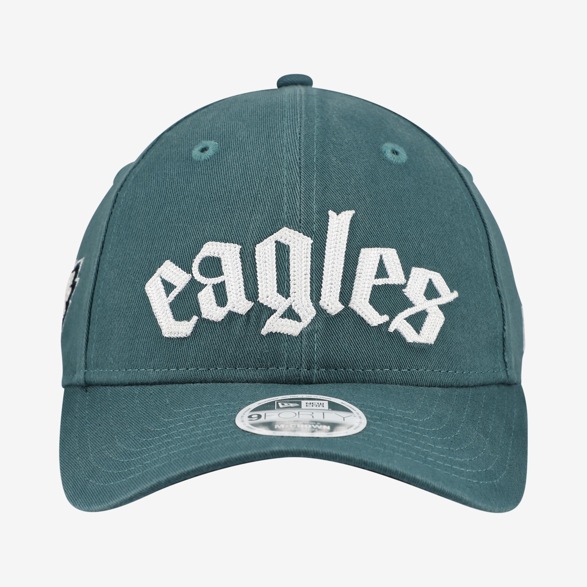 Women's New Era Midnight Green Philadelphia Eagles Gothic Font 9FORTY M-Crown Adjustable Hat