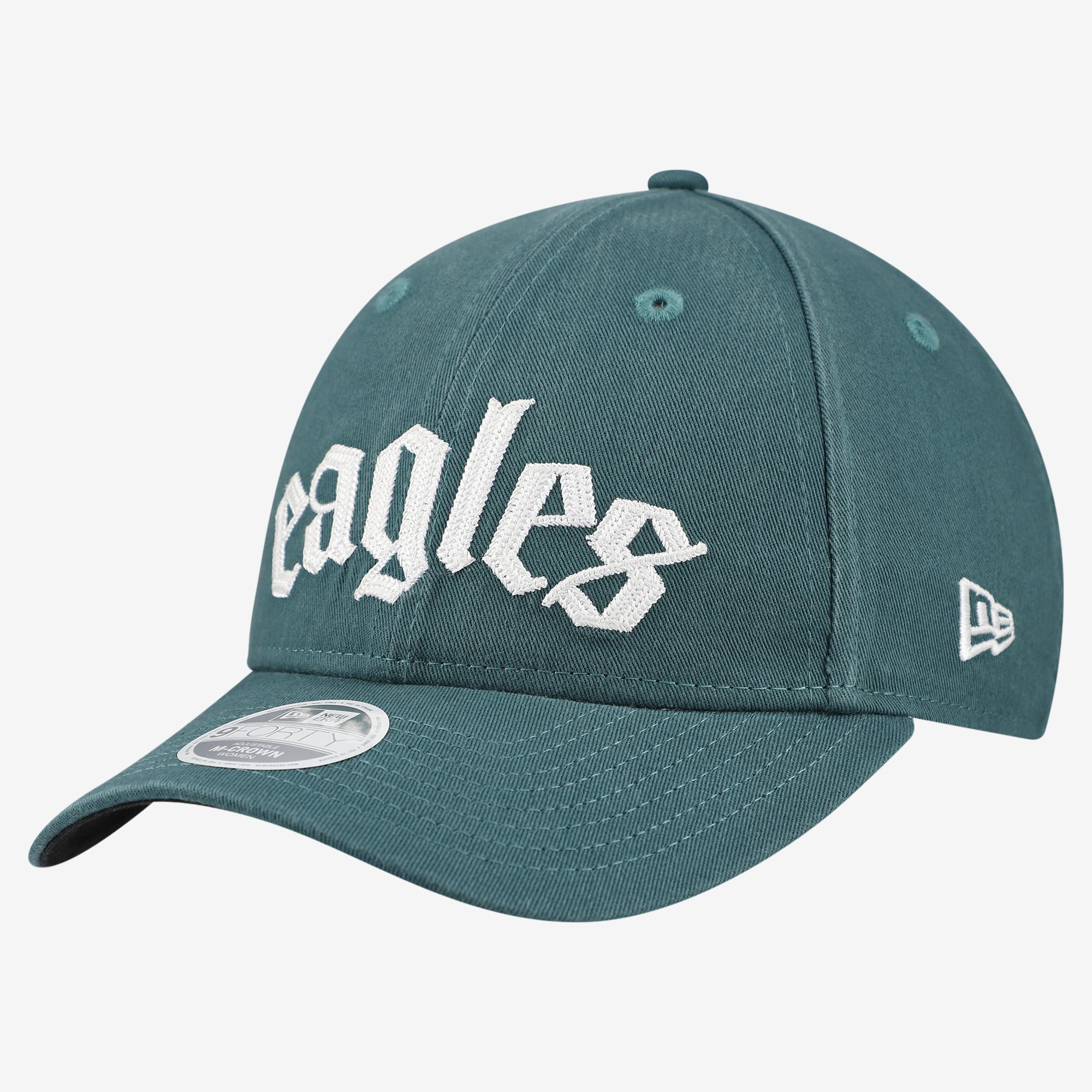 Women's New Era Midnight Green Philadelphia Eagles Gothic Font 9FORTY M-Crown Adjustable Hat