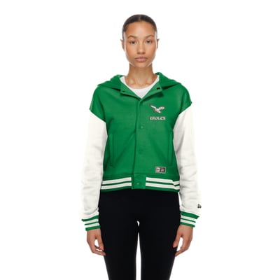  Philadelphia Eagles New Era Women's Throwback Full-Snap Hooded Jacket - Kelly Green