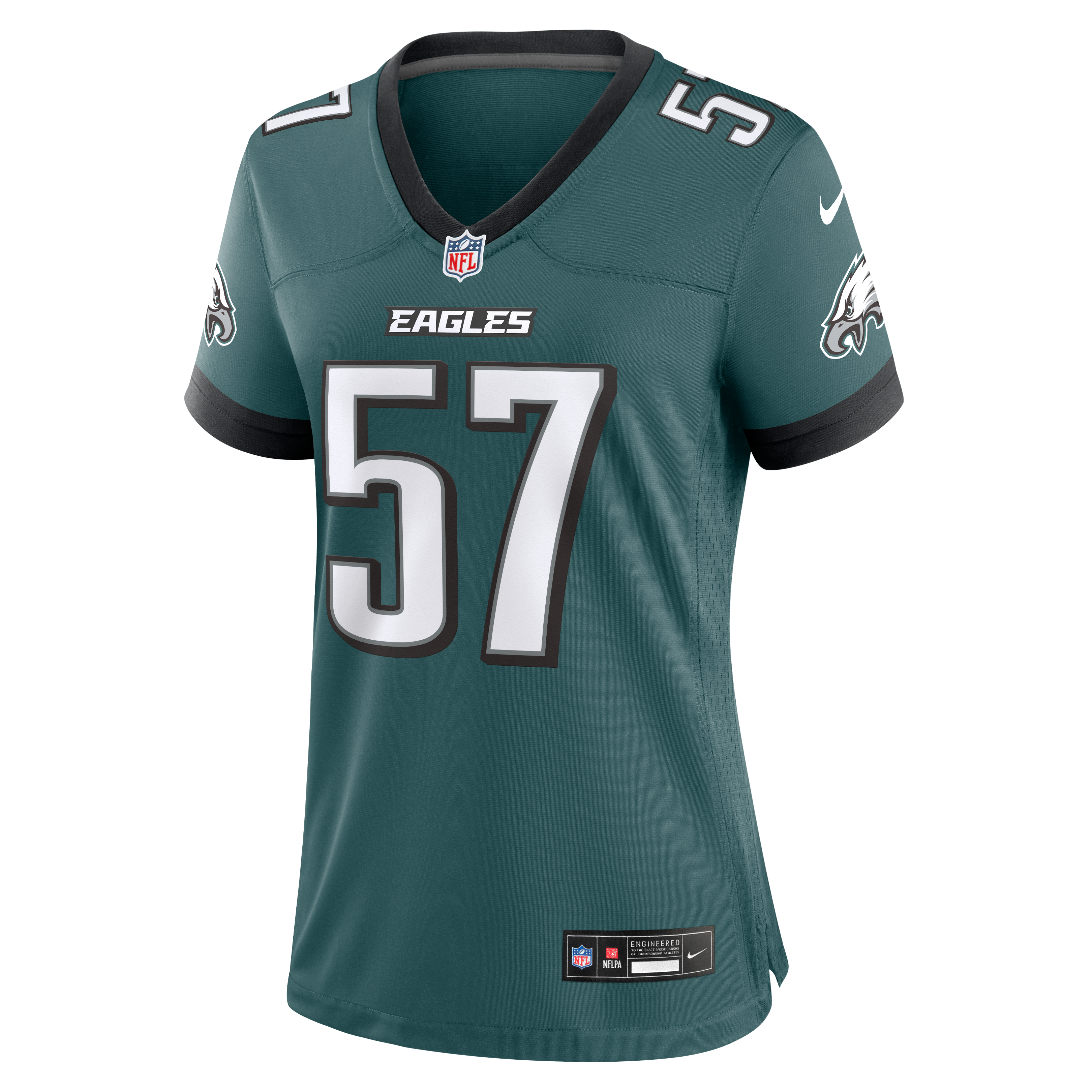 Maillot de match Nike A.J. Epenesa vert nuit pour femme, Philadelphia Eagles