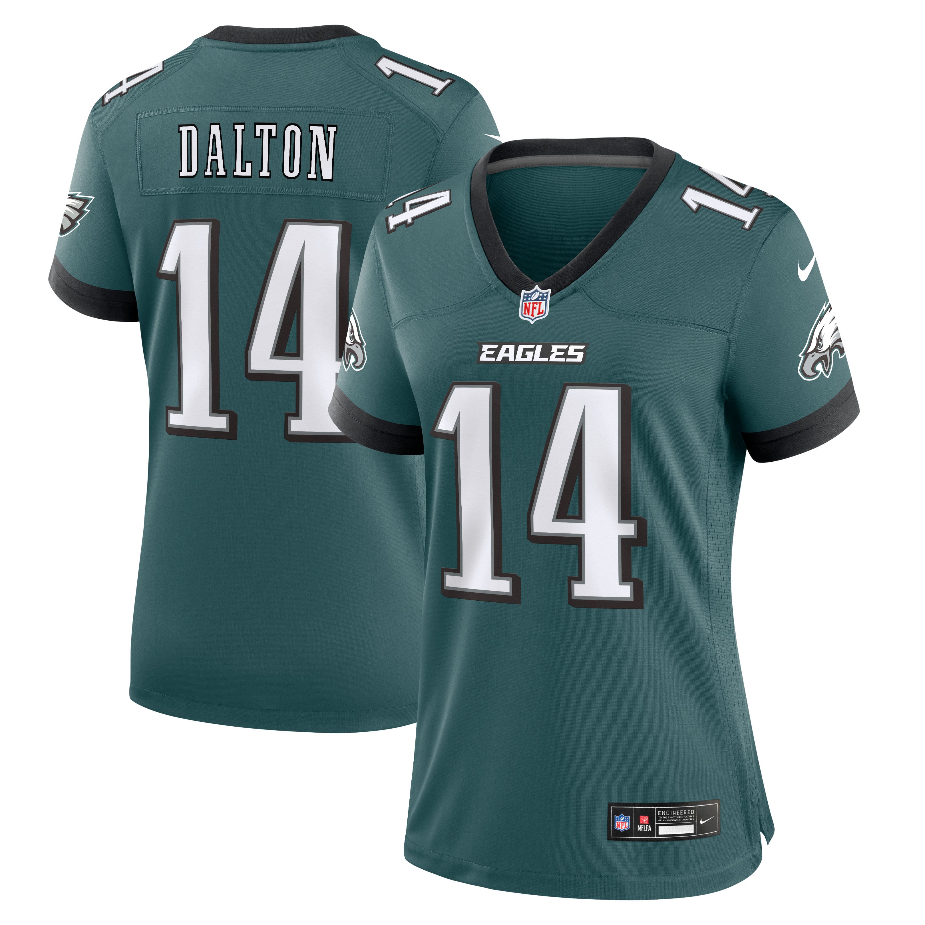 Maillot de match Nike Andy Dalton vert nuit pour femme, Philadelphia Eagles
