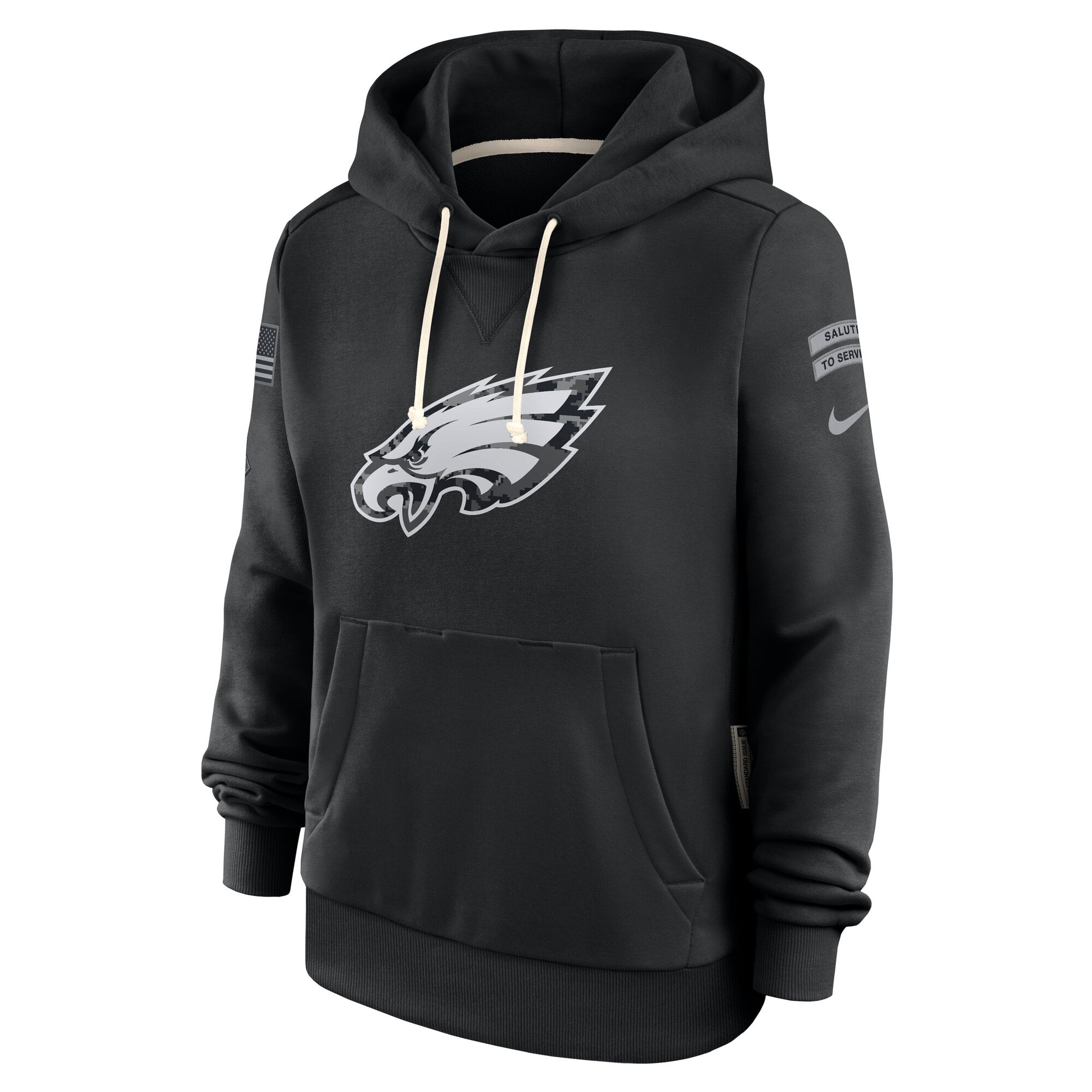 Sweat à capuche Nike noir pour femme Philadelphia Eagles 2026 Salute to Service Sideline Dri-FIT