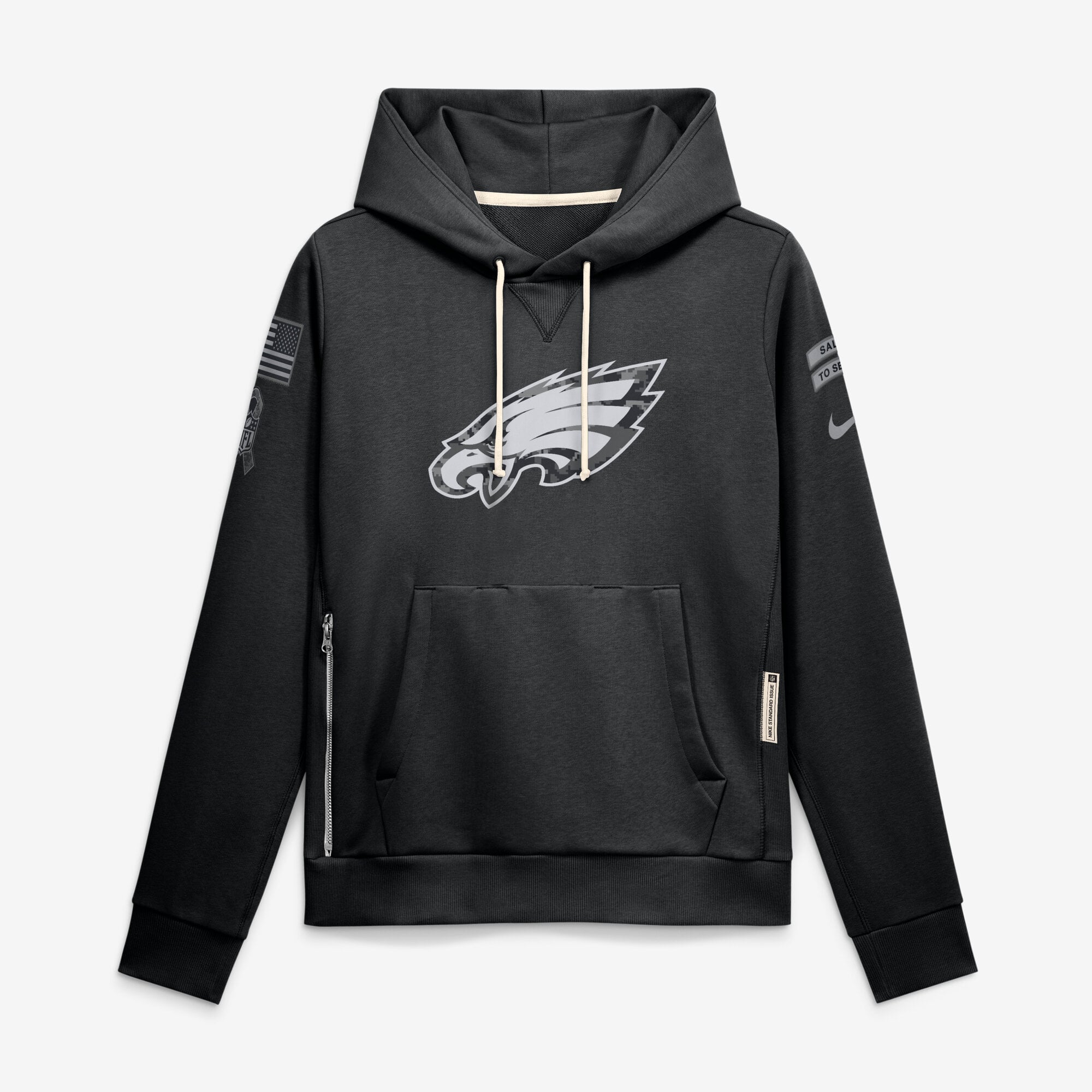 Sweat à capuche Nike noir pour femme Philadelphia Eagles 2026 Salute to Service Sideline Dri-FIT