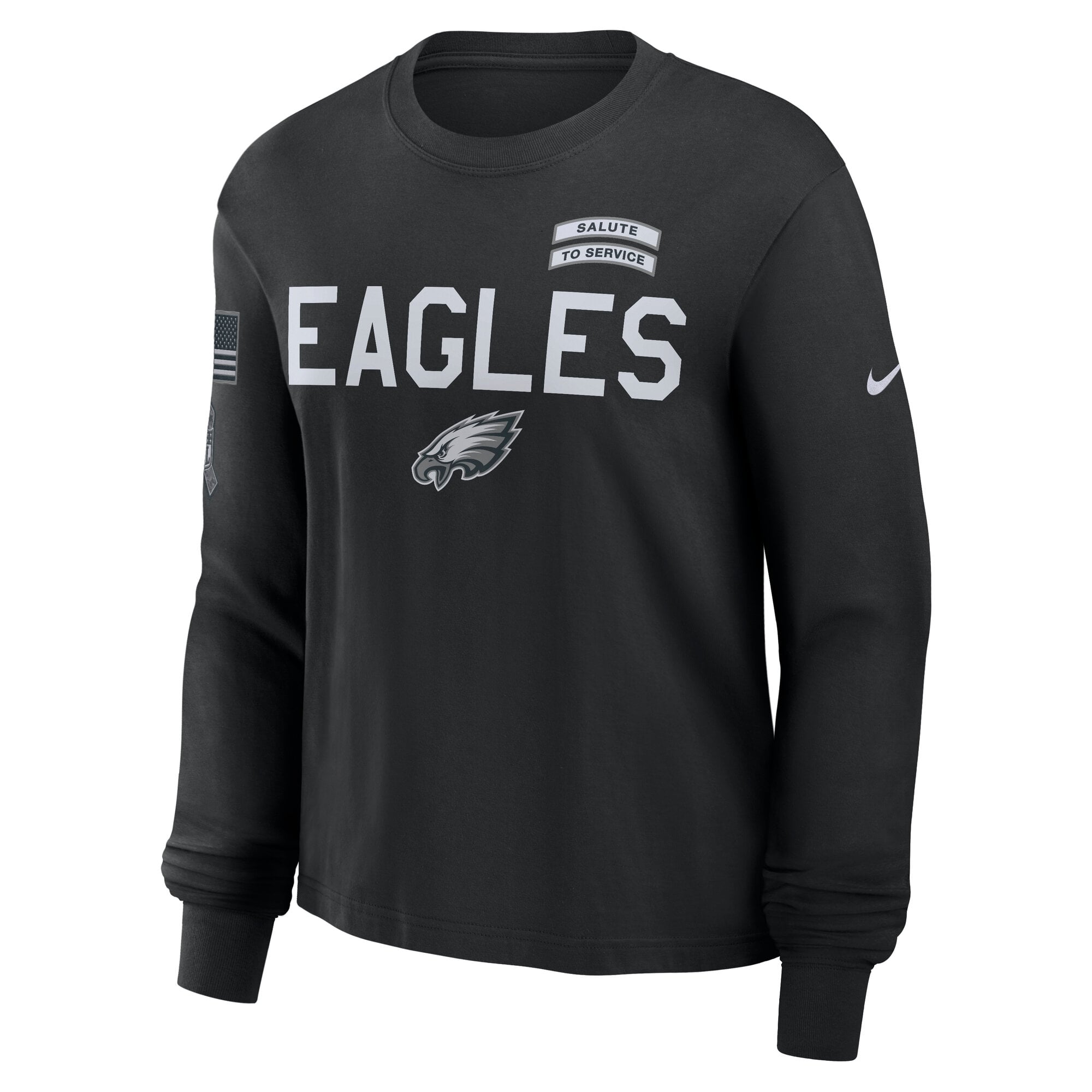 T-shirt à manches longues Nike Black Philadelphia Eagles 2026 Salute to Service pour femme