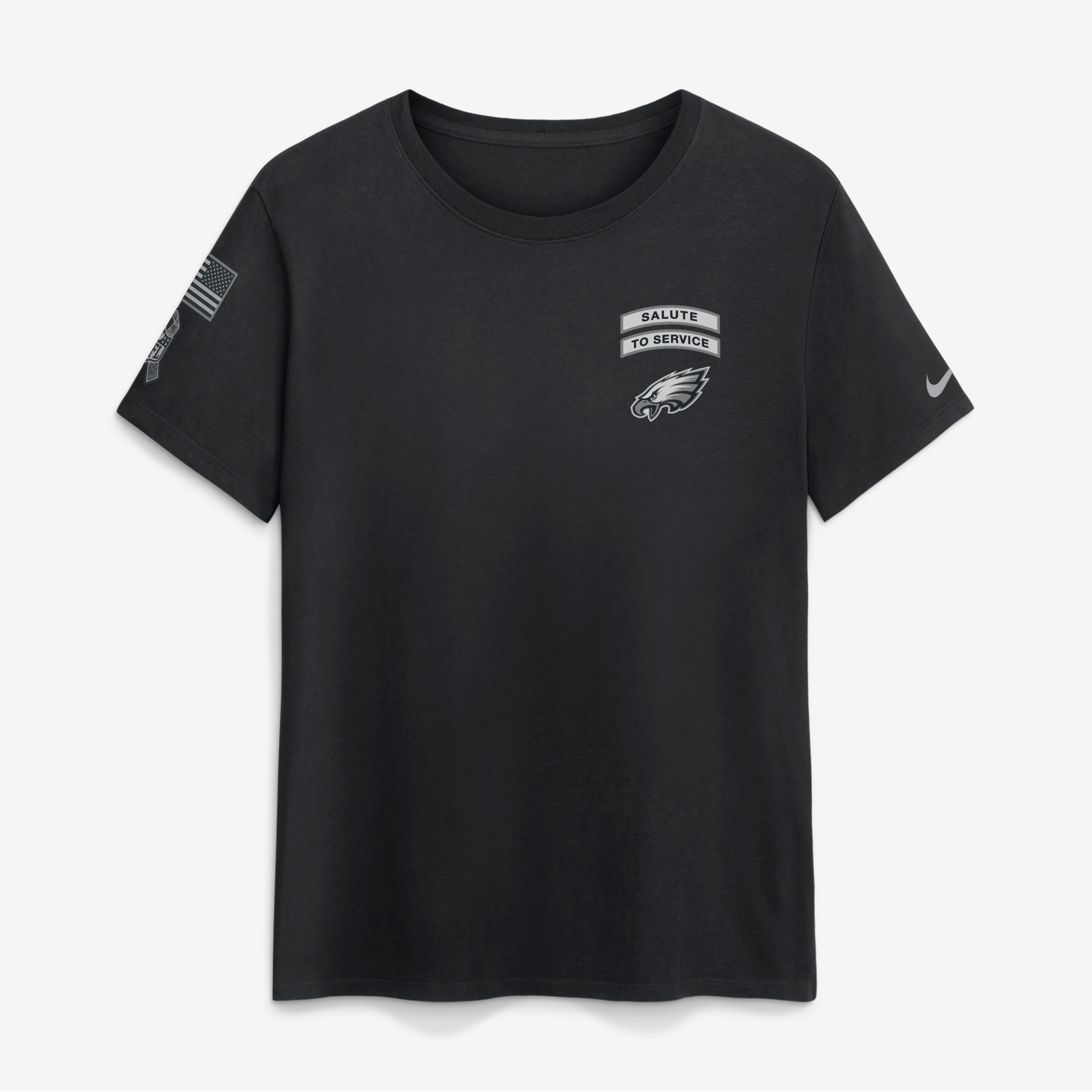 T-shirt Nike noir pour femme Philadelphia Eagles 2026 Salute to Service