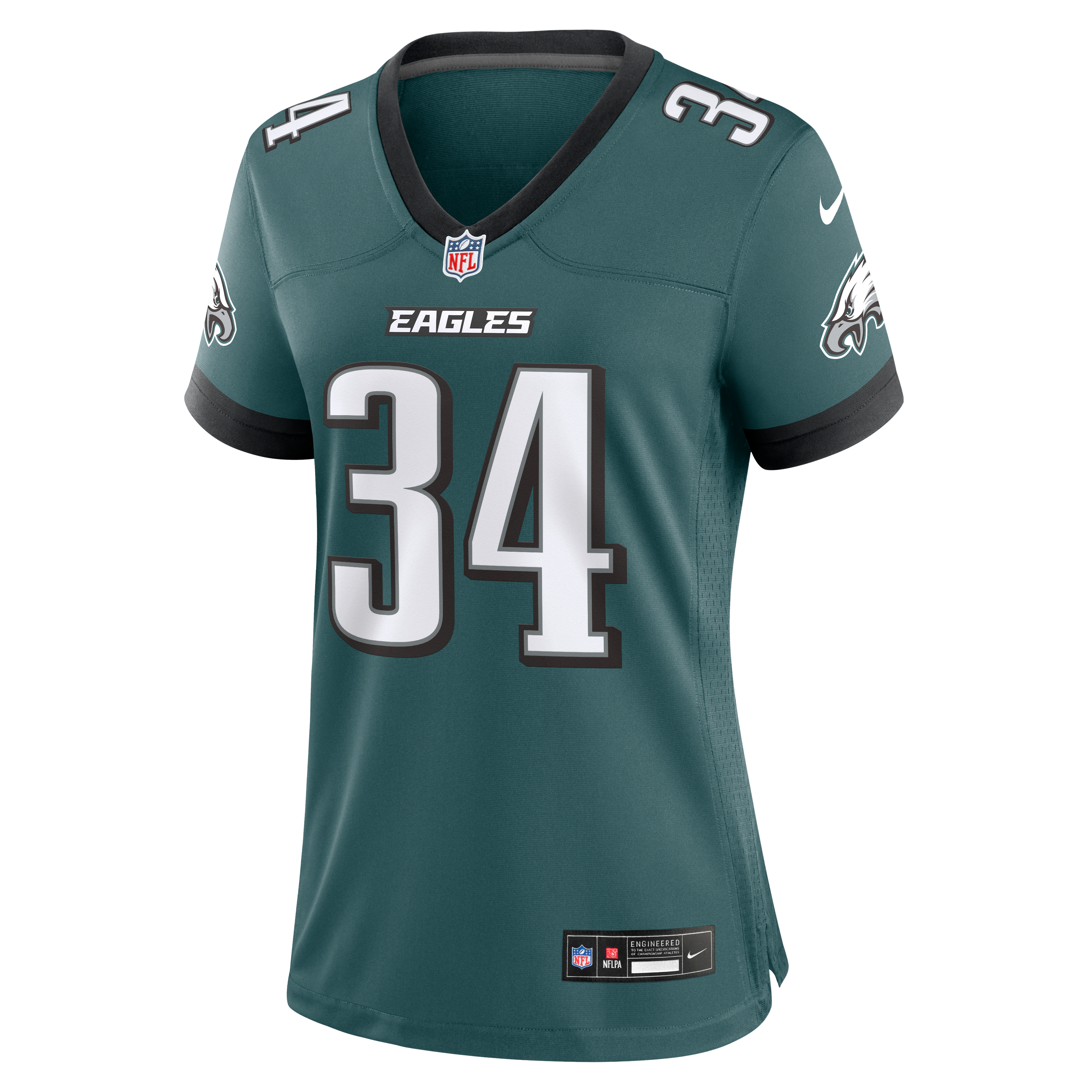Maillot de match Nike Carson Steele vert nuit pour femme, Philadelphia Eagles